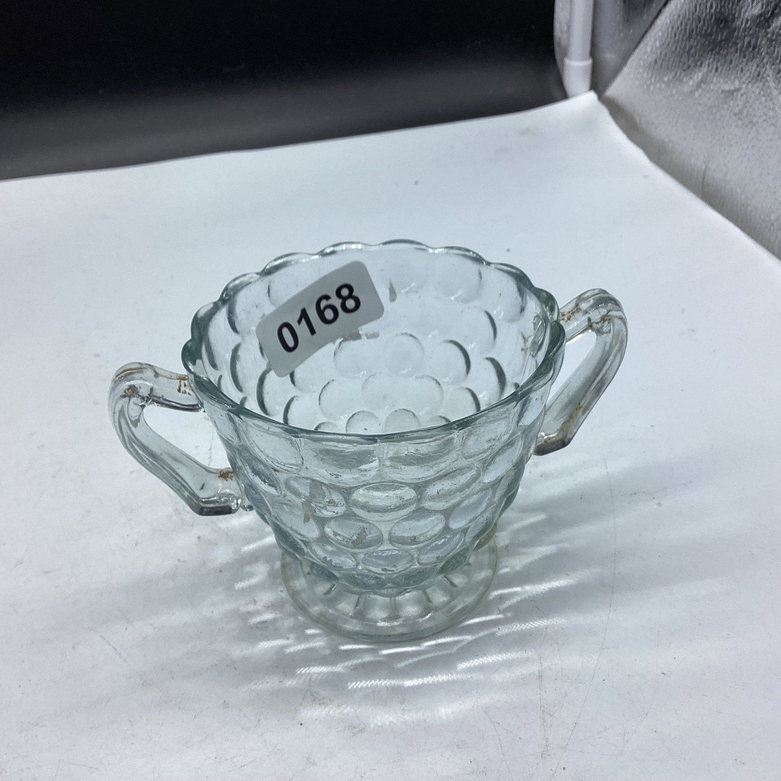 DEPRESSION BLUE BUBBLE SUGAR BOWL: GOOD SHAPE