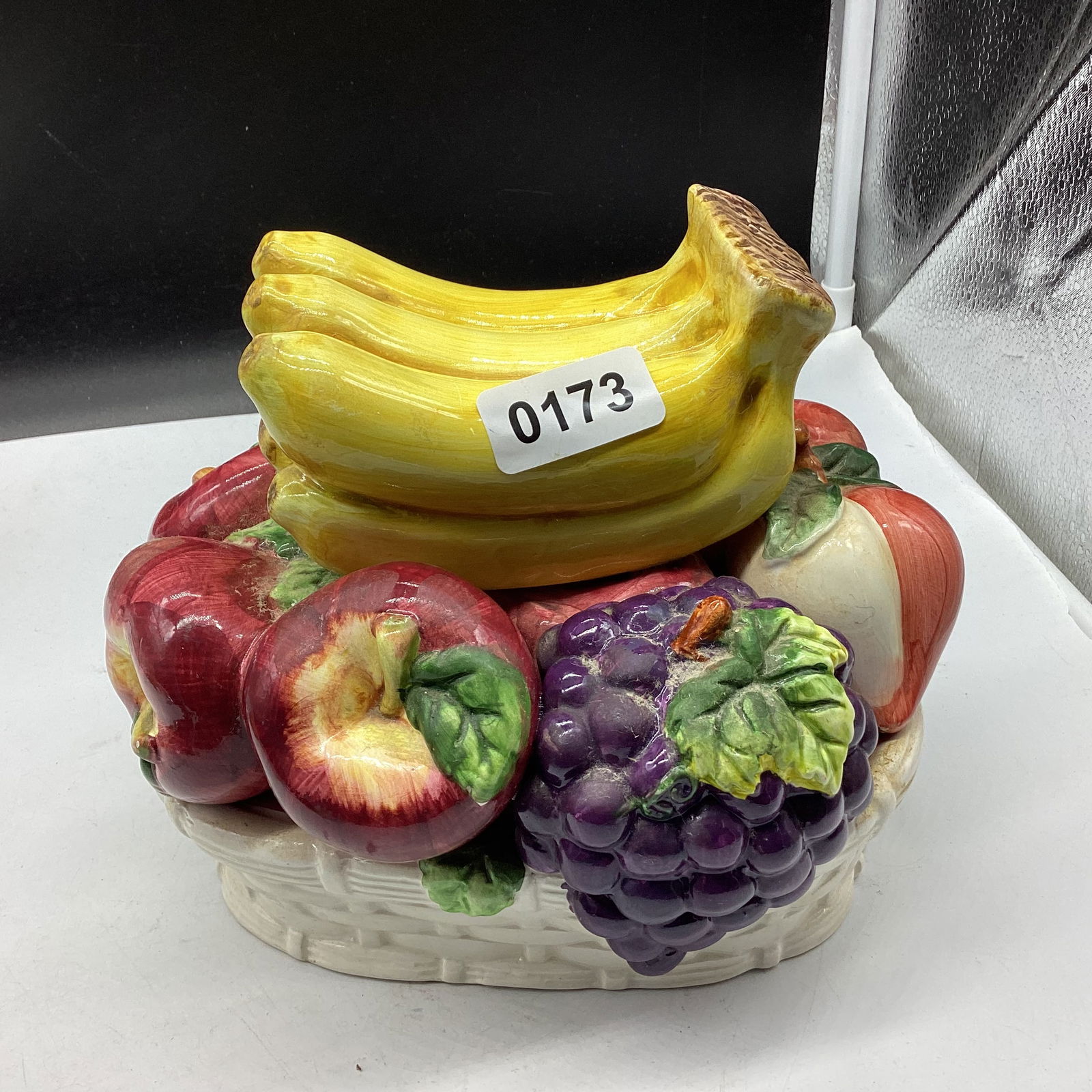 CERMANIC FRUIT DISH: 6 1/2 T X 8 W GOOD SHAPE