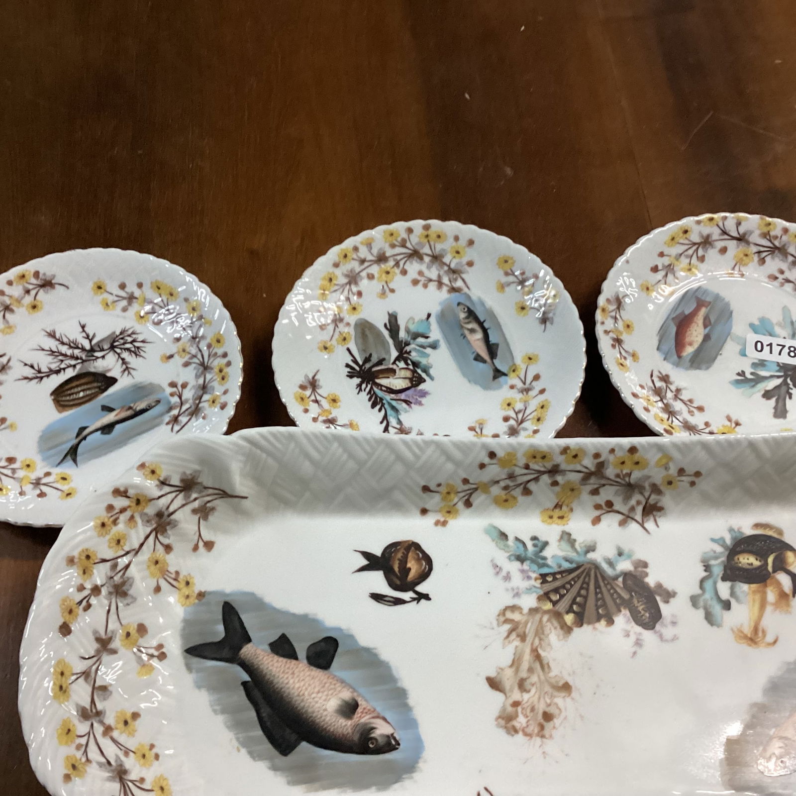 9 PC. PORCELIAN HAND PAINTED FISH SET - 2