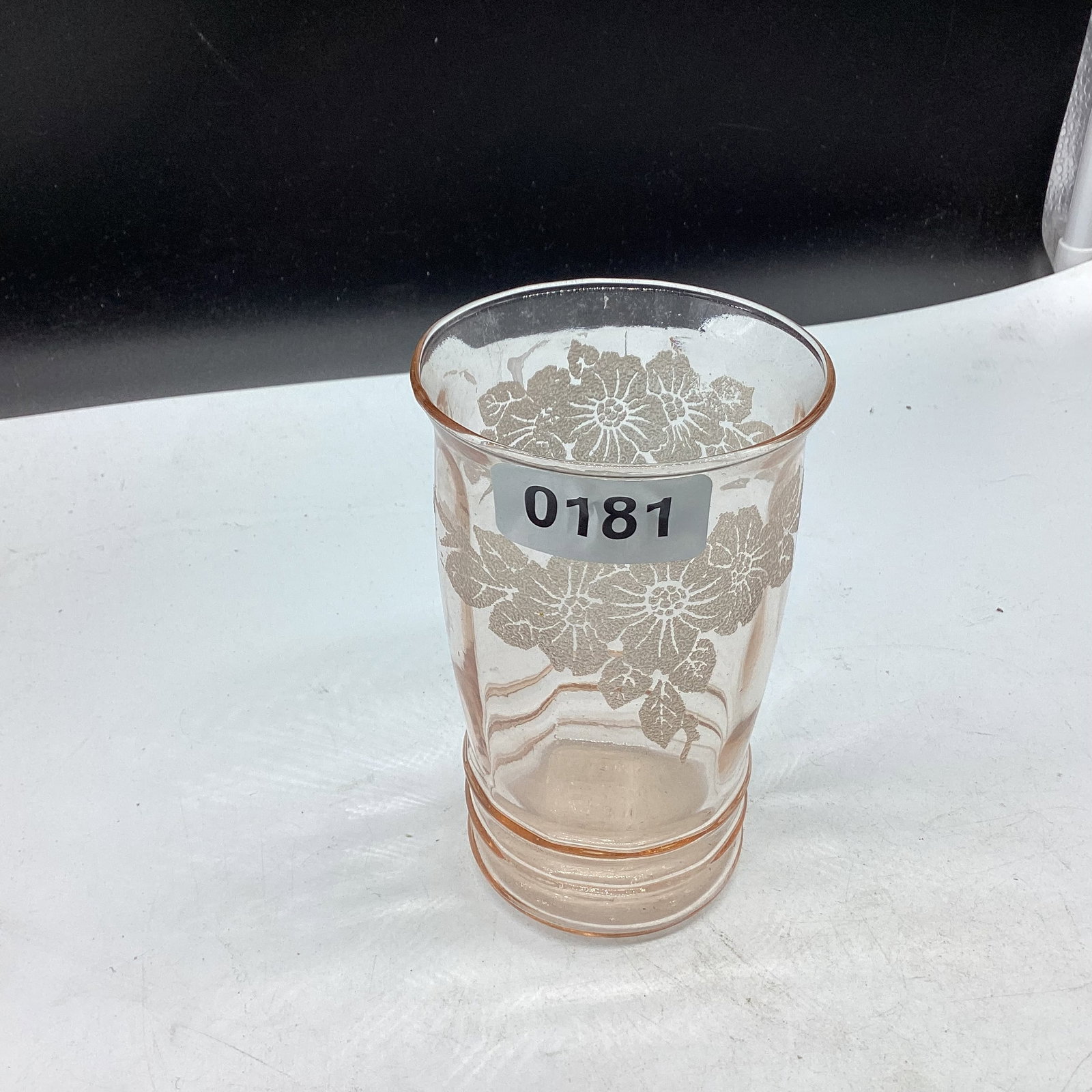 DEPRESSION DOGWOOD TUMBLER: 5" TALL GOOD SHAPE