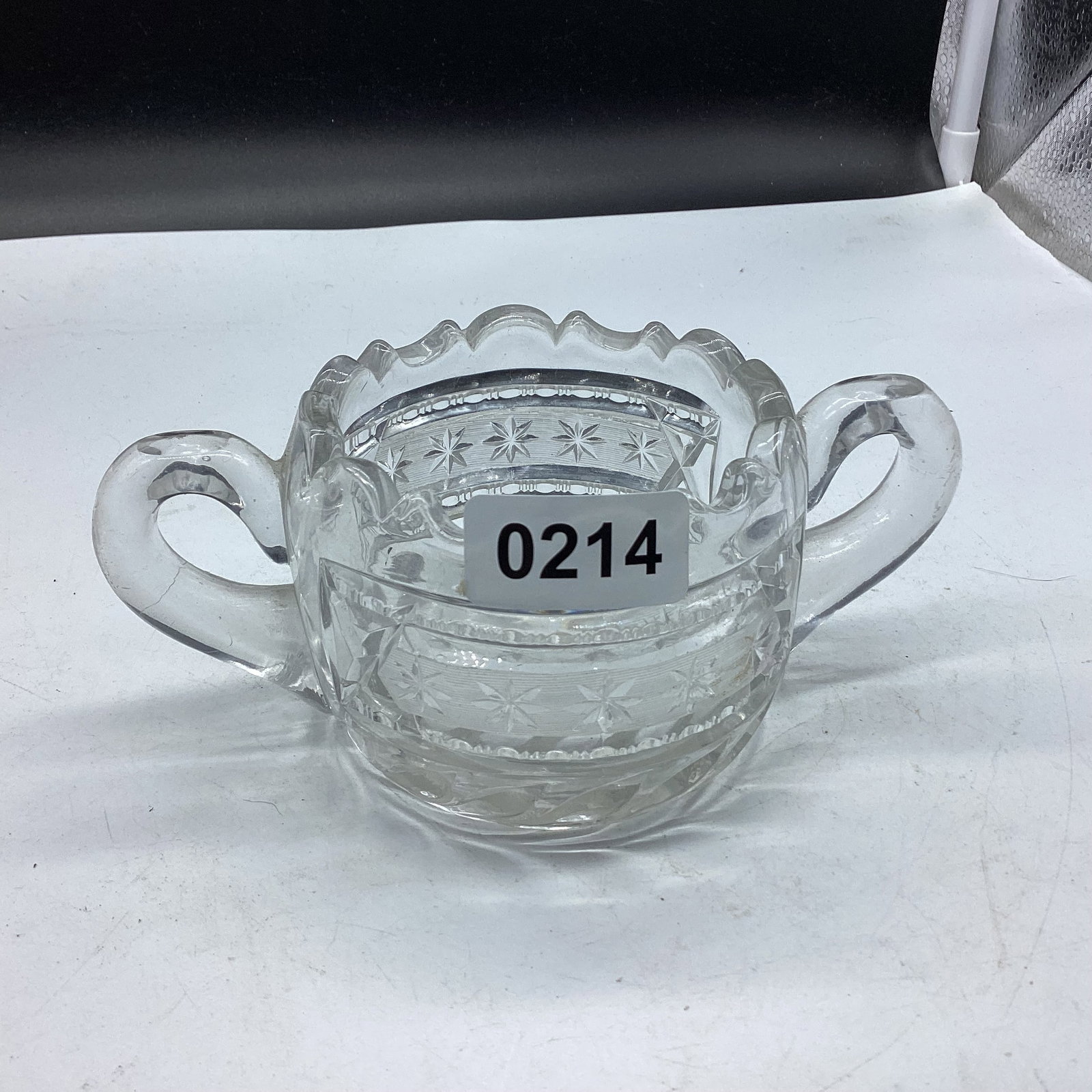 MCKEE EARLY AMERICAN SUGAR BOWL: 3" X 7" GOOD SHAPE