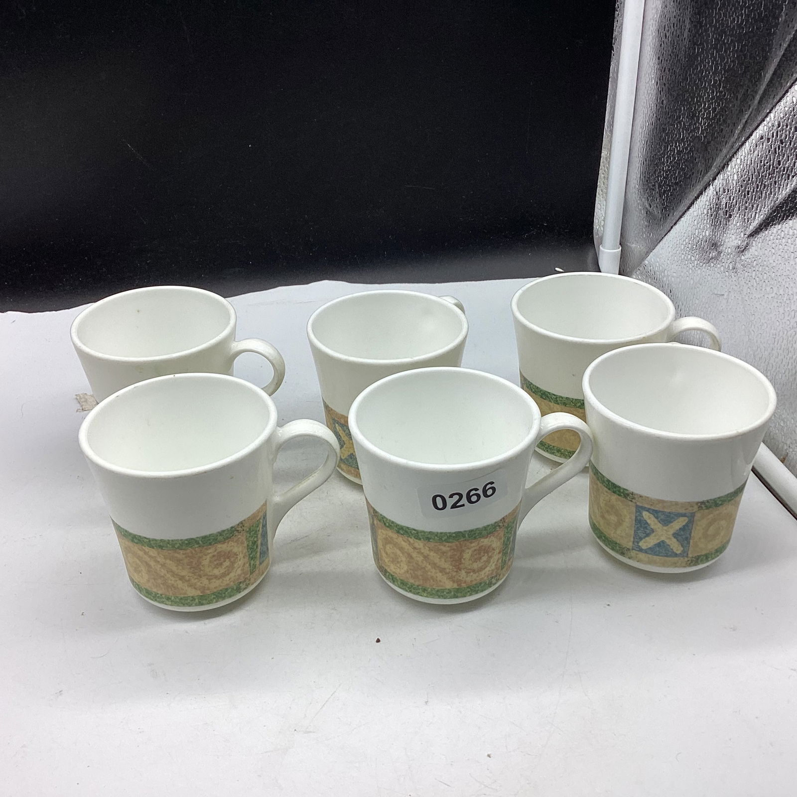 6 CORNING WARE SAND ART CUPS