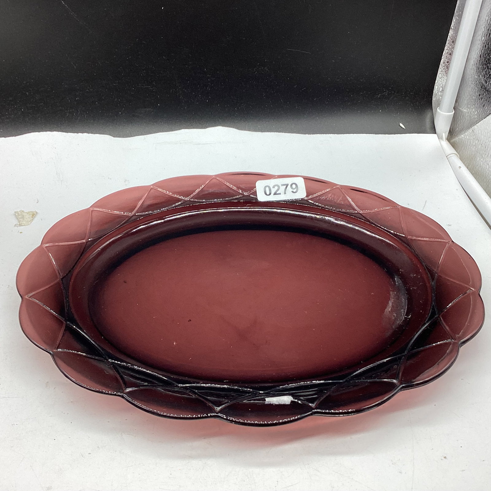 DEPRESSION NEWPORT HAIR PIN PLATTER: 11 1/2" WIDE GOOD SHAPE