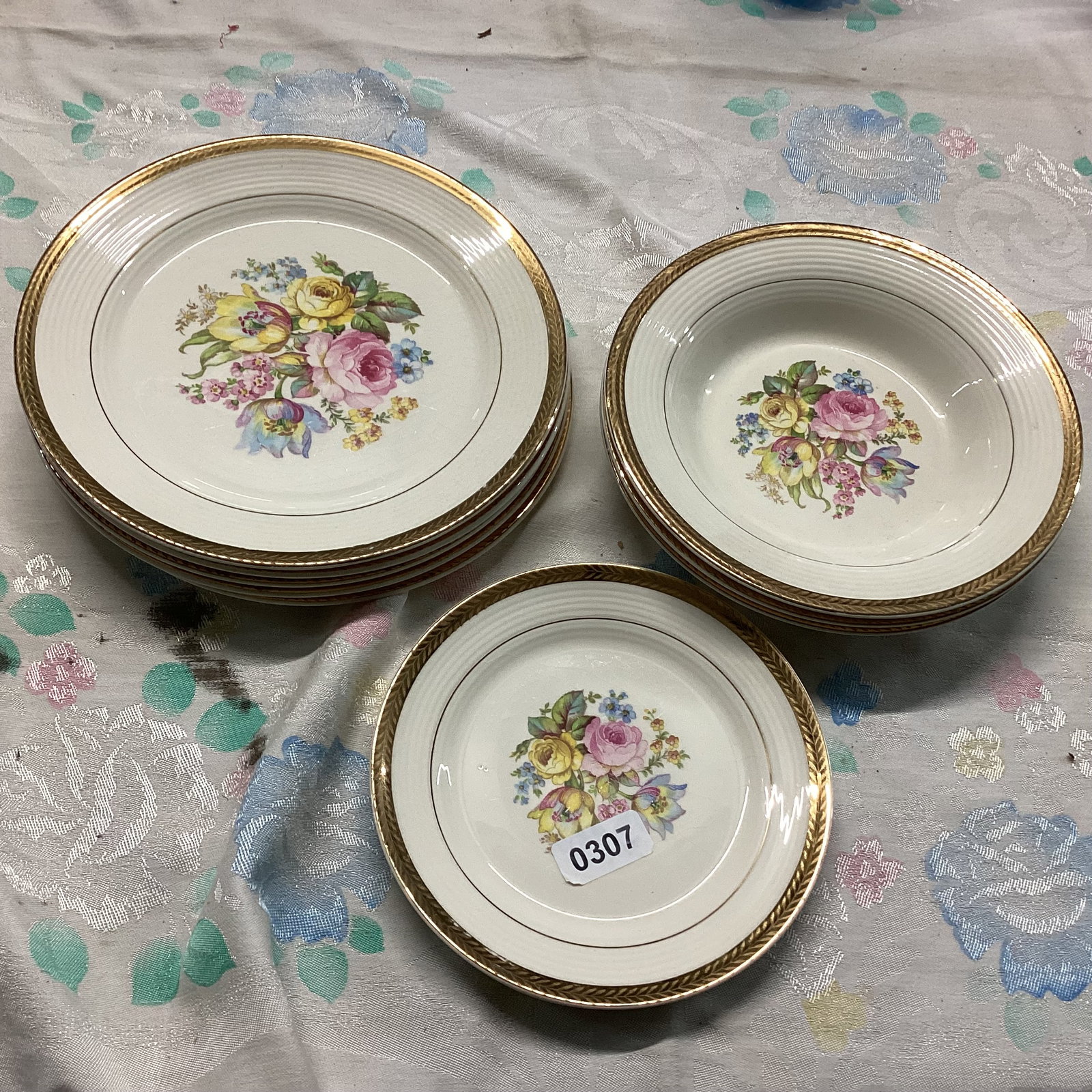 10 PCS. LEIGH WARE 22K GOLD TRIM: GOOD SHAPE