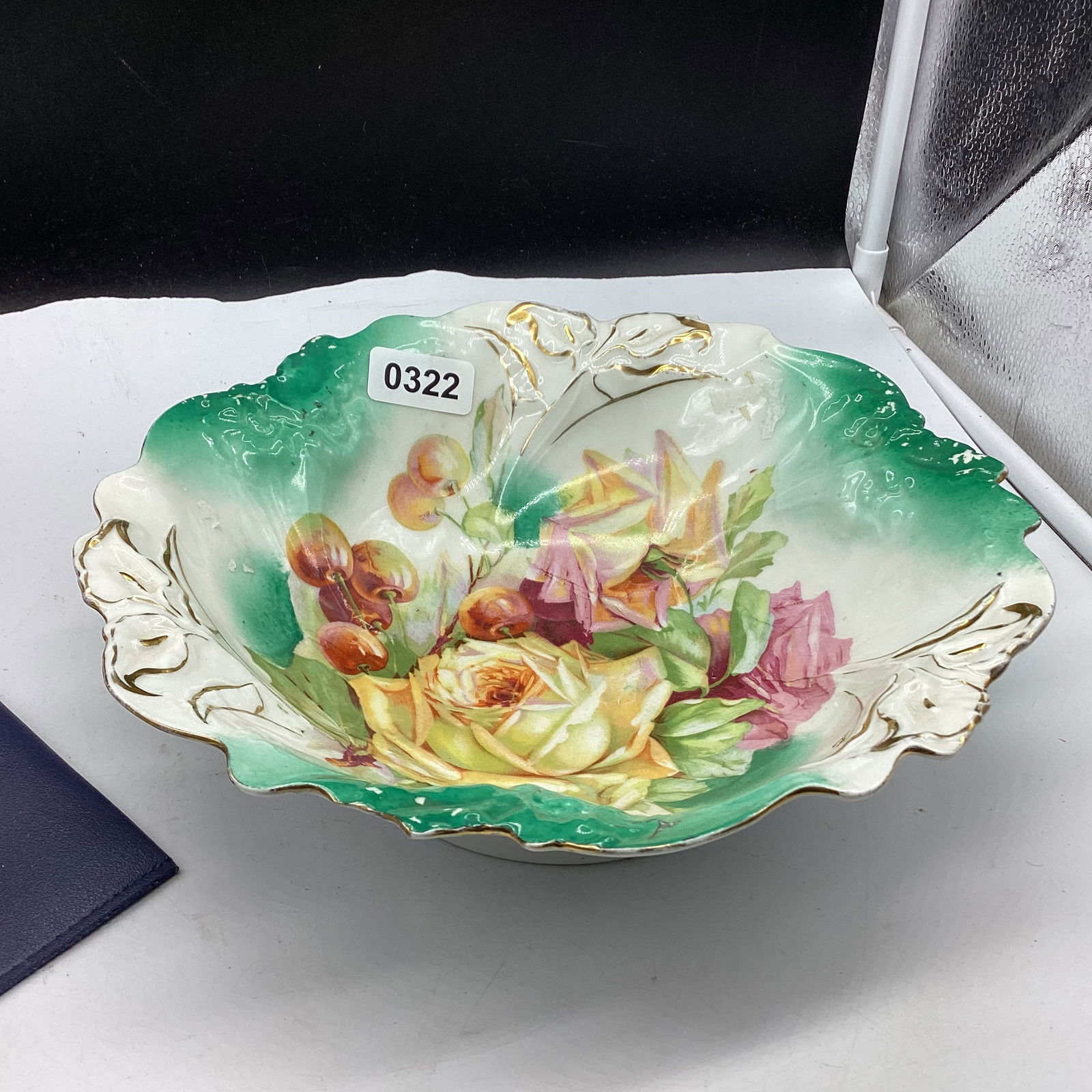 HABD PAINTED PORCELIAN BOWL P S GERMANY: 3 X 10 1/2 GOOD SHAPE