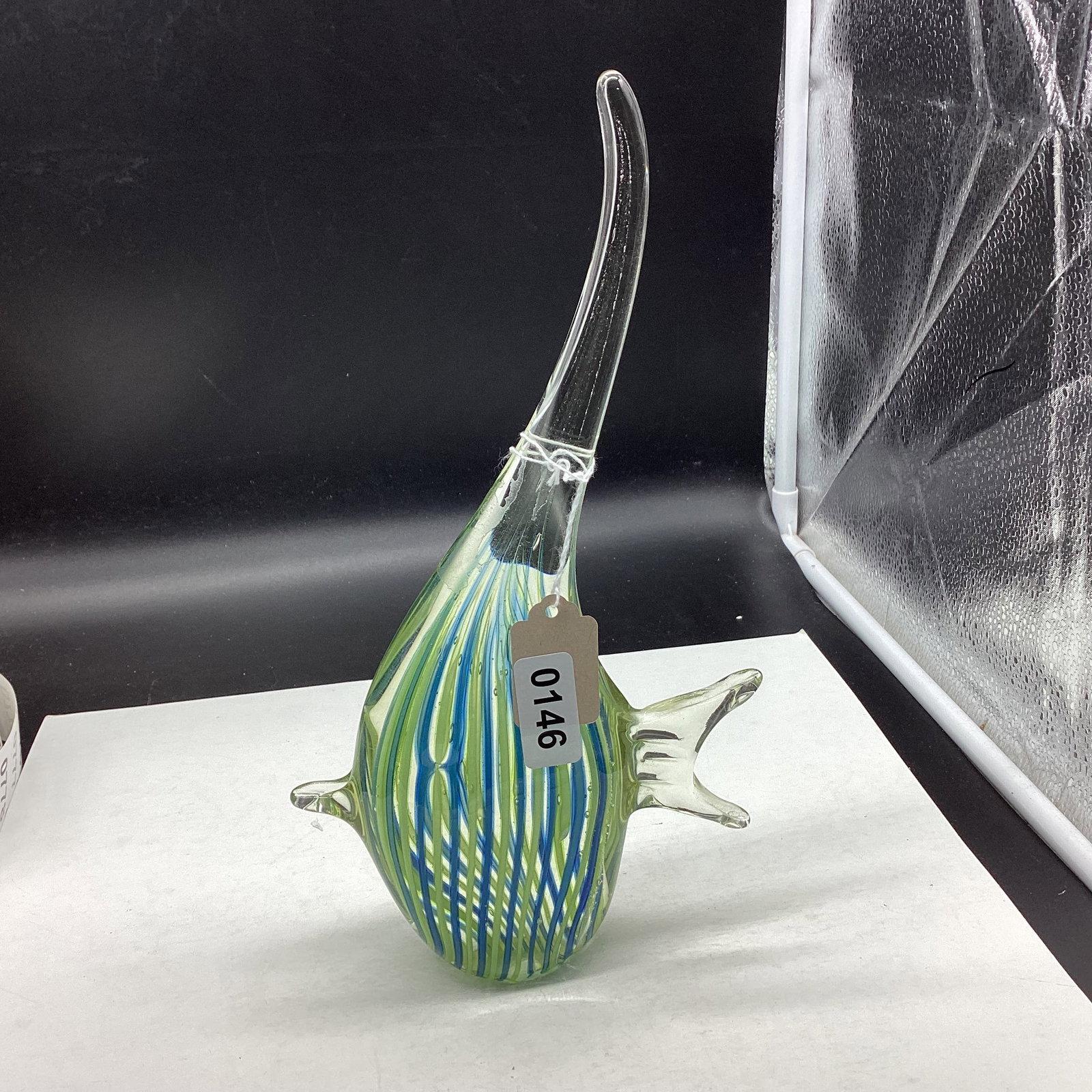 ART GLASS PAPER WEIGHT: 11 1/2" TALL GOOD SHAPE