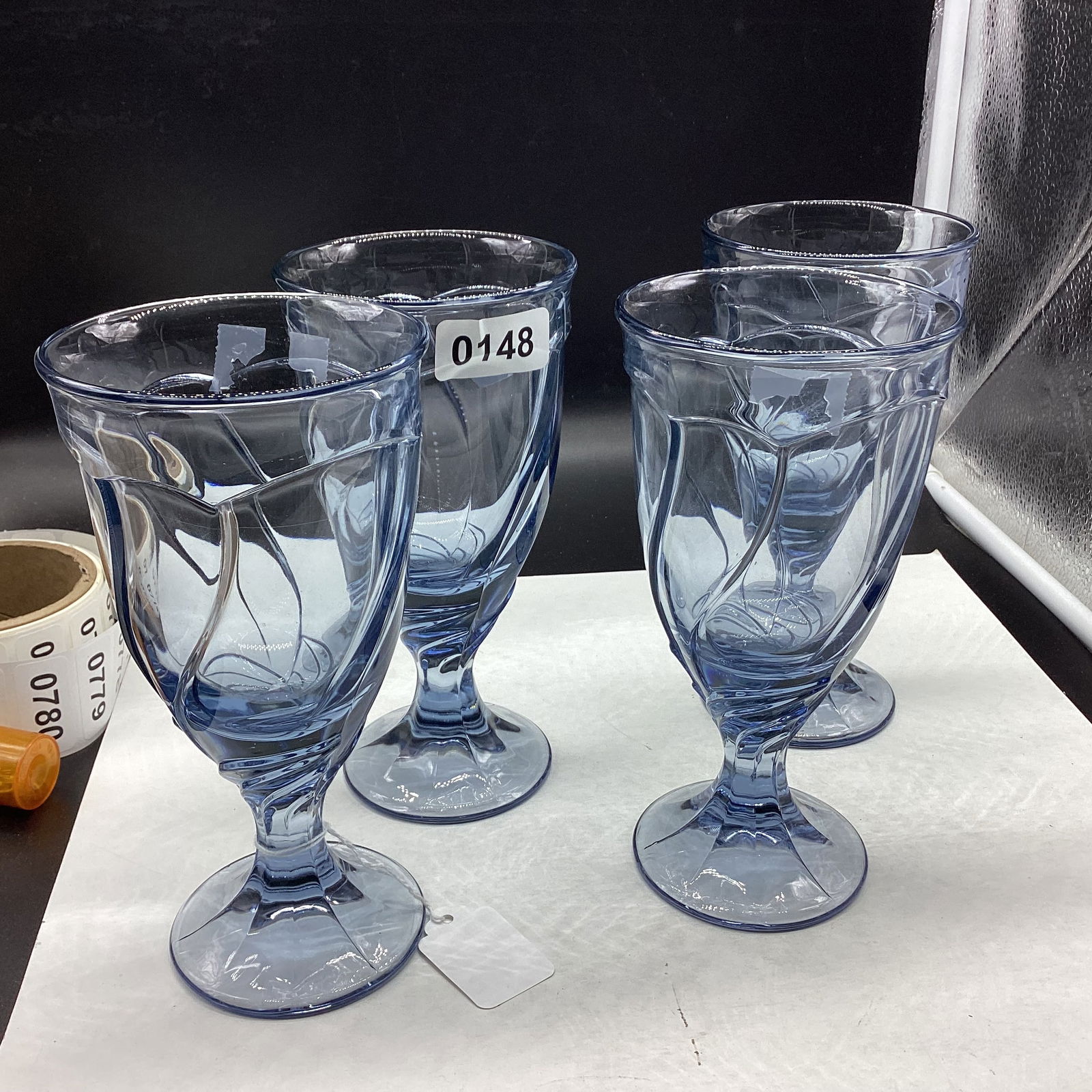 4 FOSTORIA JAMESTOWN FOOTED GOBLETS: 7 1/4" TALL GOOD SHAPE