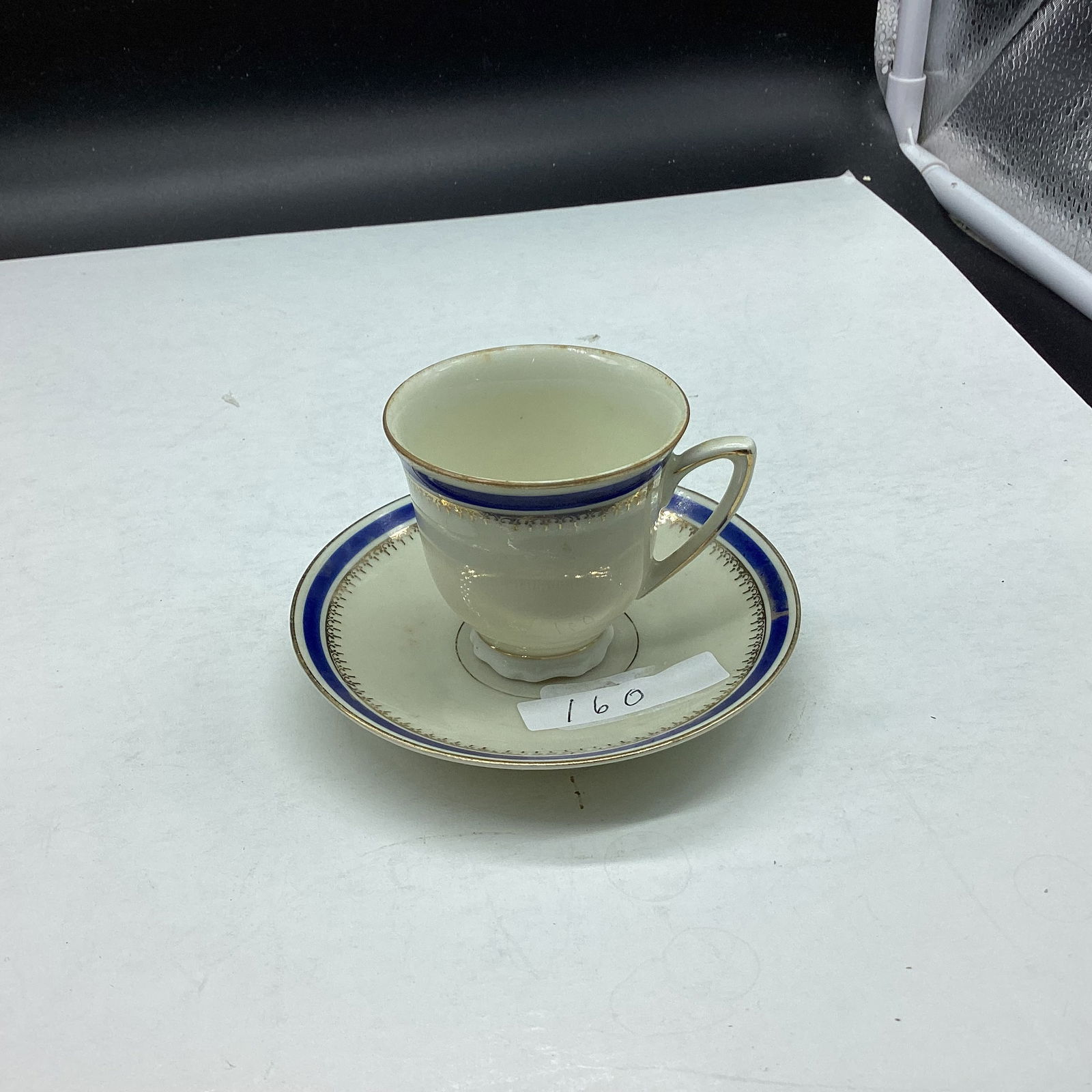 PORCELIAN DEMITASSE CUP& SAUCER BY CHEZ: GOOD SHAPE