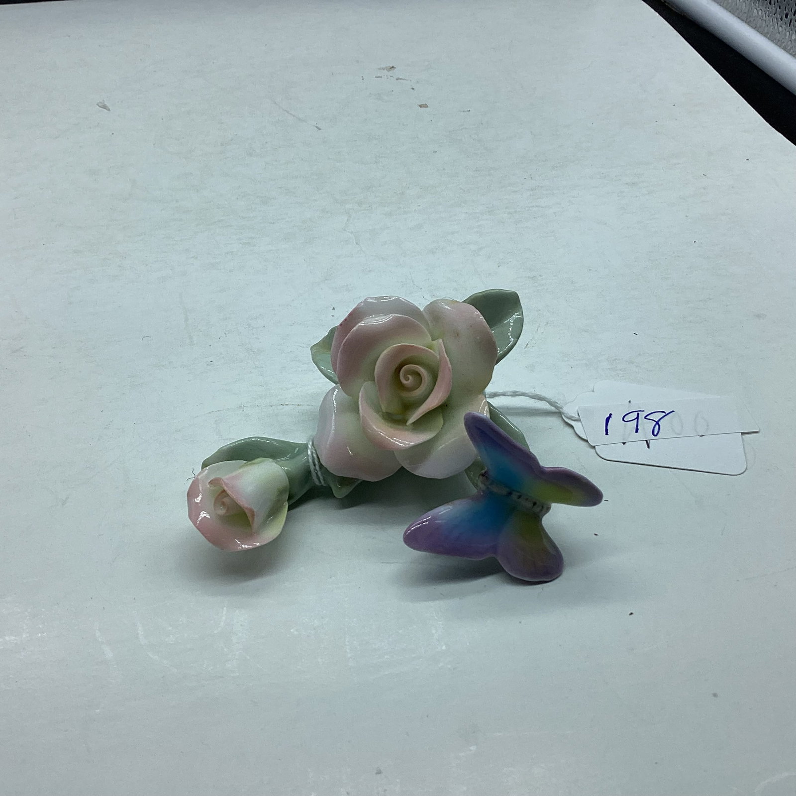 PORCELIAN FLOWER: 2 1/2 X 3 1/2 GOOD SHAPE