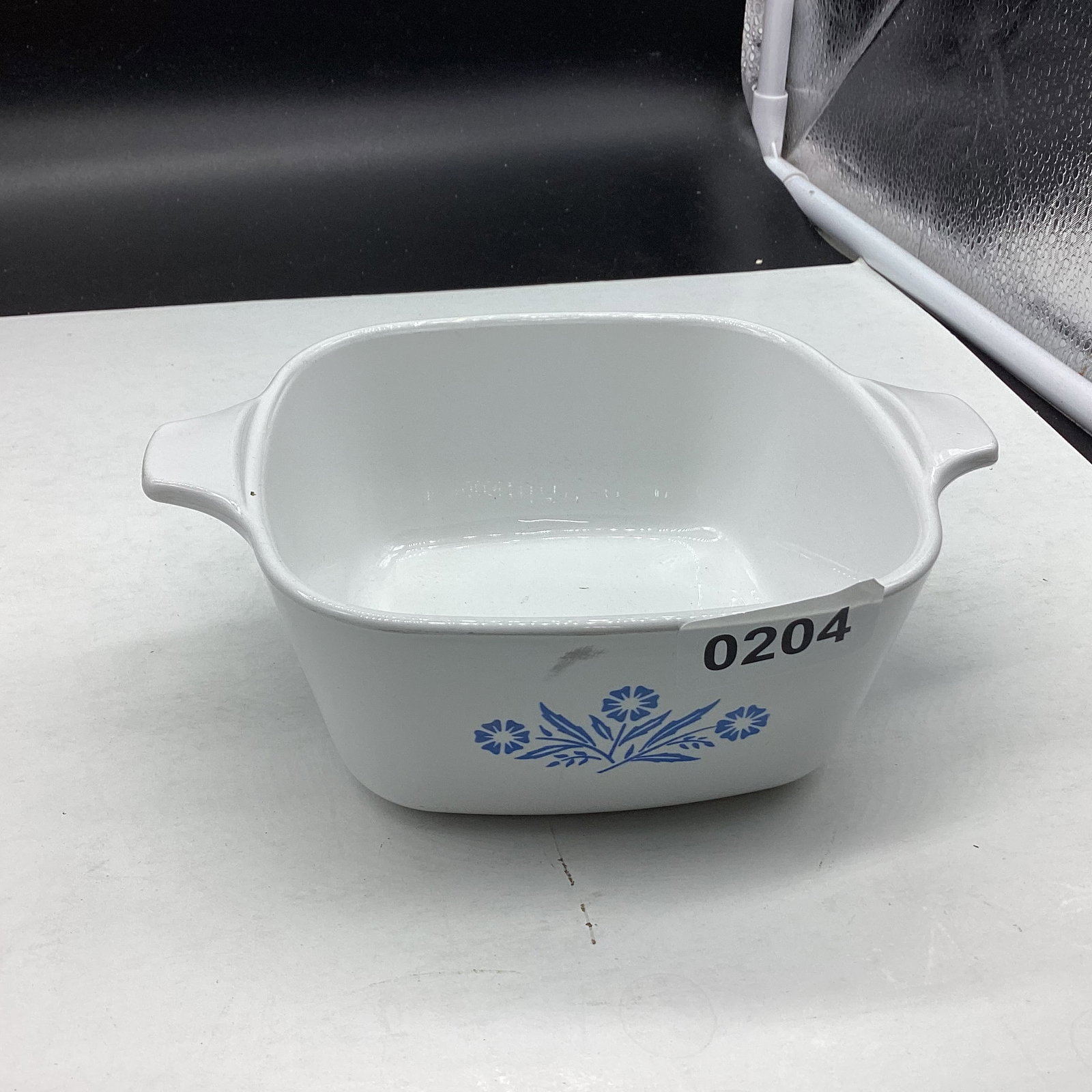 BLUE CORNFLOWER CORNING BAKING DISH: 5 1/4" W NO LID GOOD SHAPE