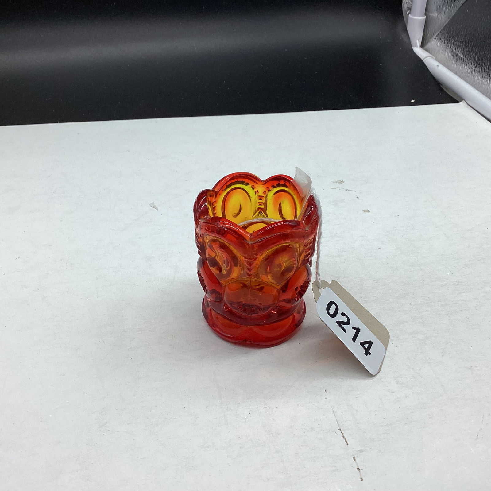 SMITH GLASS MOON & STAR TOOTH PICK HOLDER: 2 1/2" TALL GOOD SHAPE