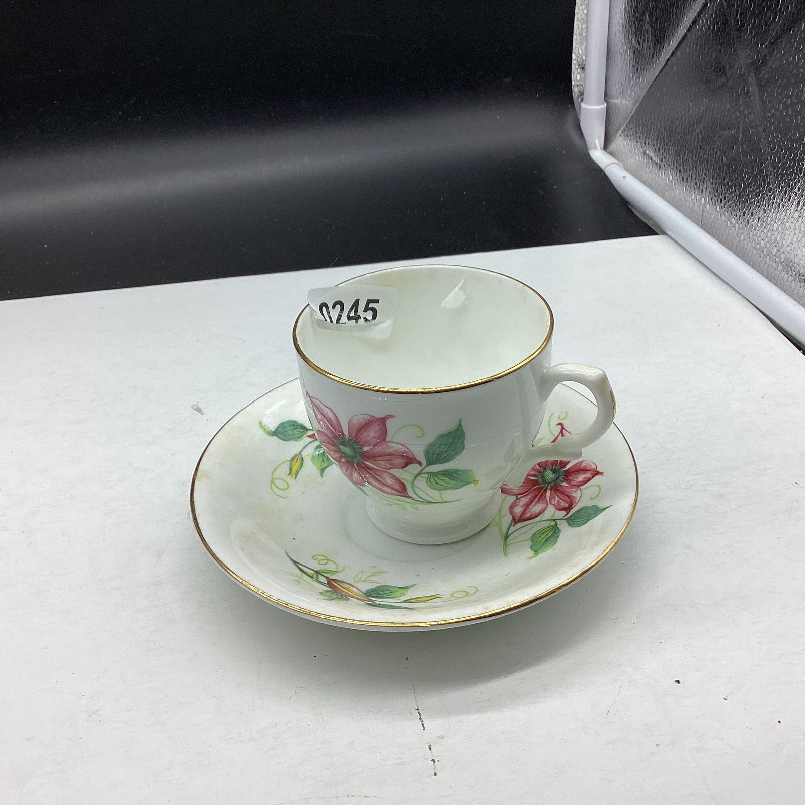 BONE CHINA CUP & SAUCER ENGLAND: GOOD SHAPE