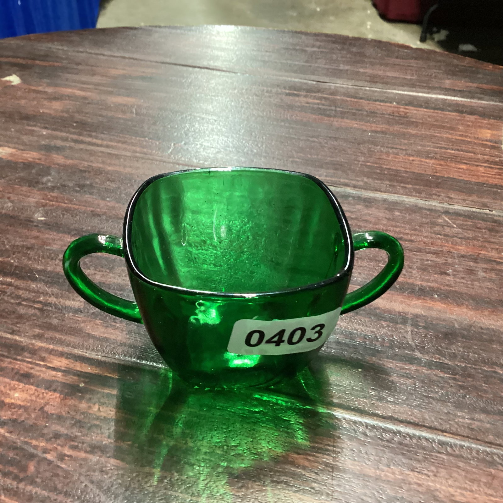DEPRESSION FOREST GREEN SUGAR BOWL: GOOD SHAPE
