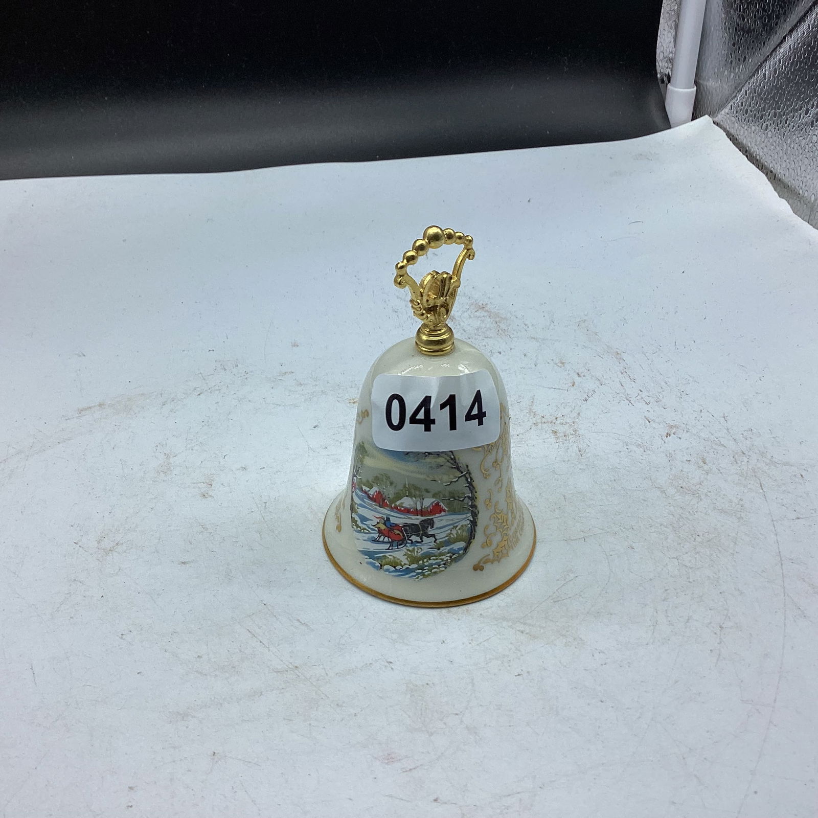 PORCELIAN BELL BY GORHAM: 3 3/4 GOOD SHAPE