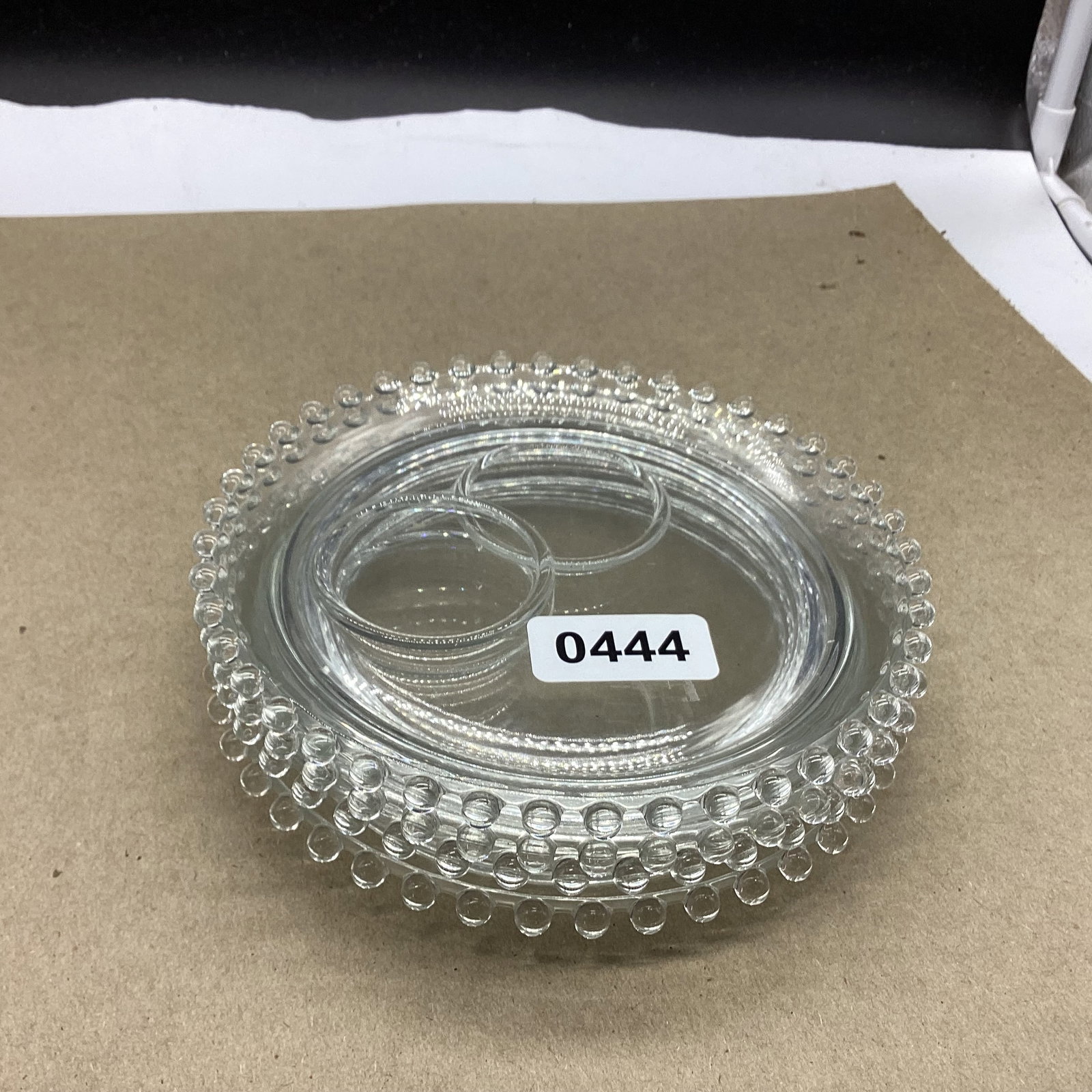 4 IMPERIAL CANDLEWICK OFF CENTER PLATES: 6 1/4" W GOOD SHAPE