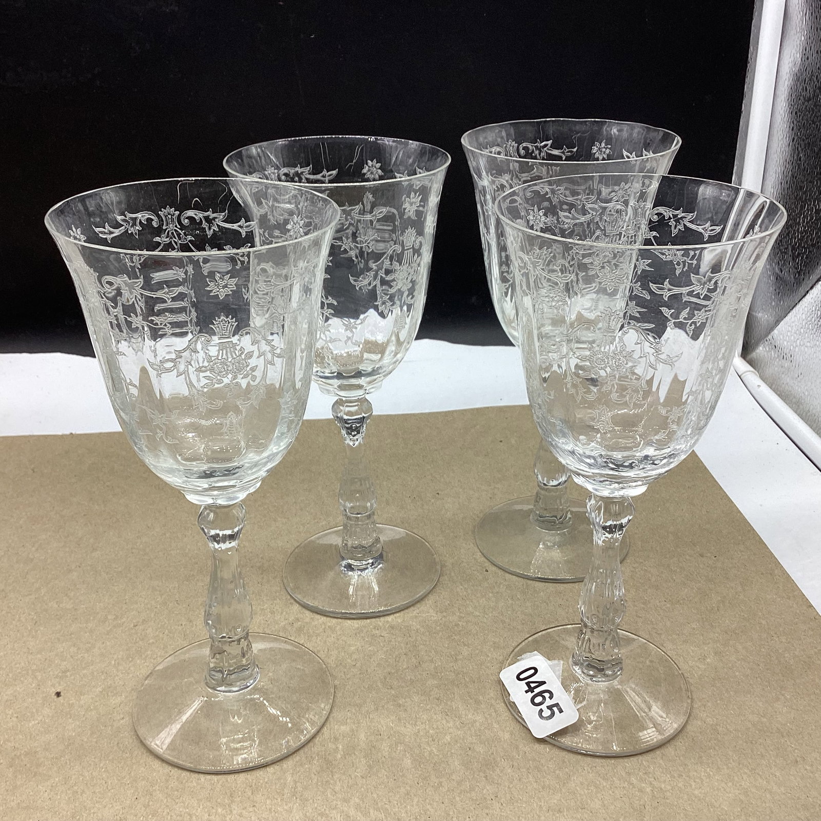 4 FOSTORIA NAVARE WATER GOBLET: 7 5/8" TALL GOOD SHAPE