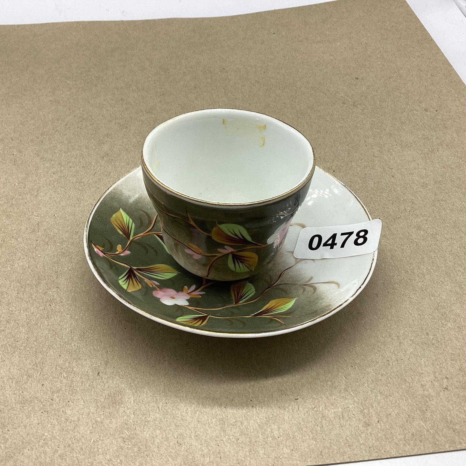 PORCELIAN DEMITASSIE CUP & SAUCER: GOOD SHAPE