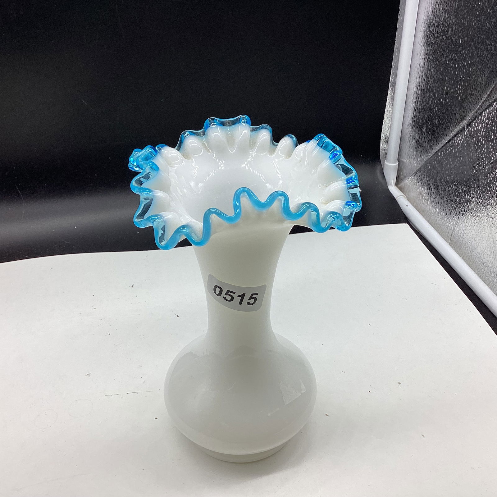 FENTON AQUA CREST VASE: GOOD SHAPE