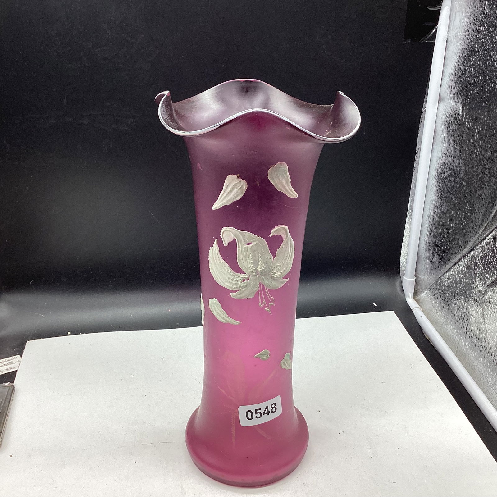 VINTAGE FRENCH ART NOUVEAU MONT JOYE VASE: 12 1/2" TALL GOOD SHAPE