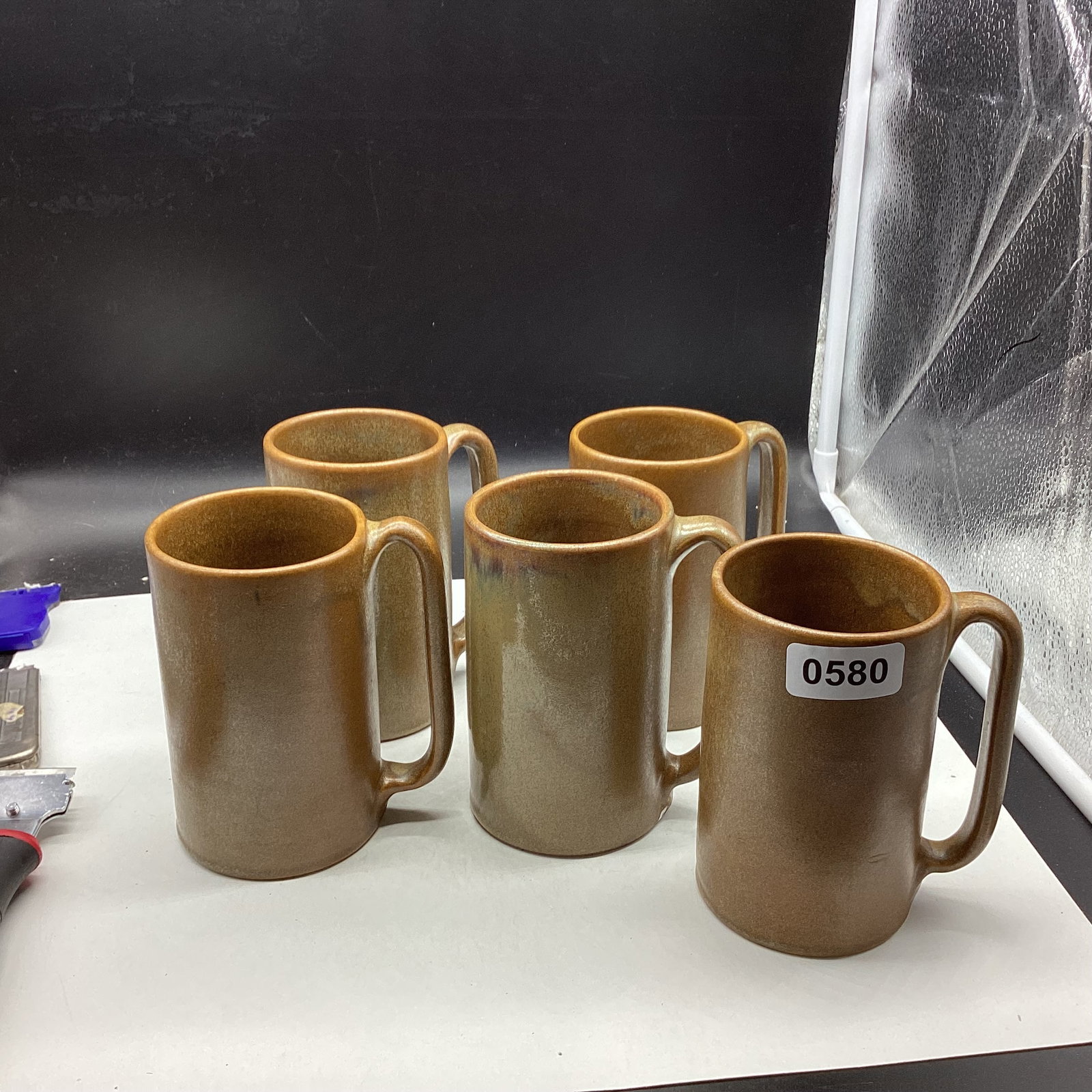 5 W J GORDY GEORGIA STONEWARE POTTERY MUGS: 5" TALL GOOD SHAPE