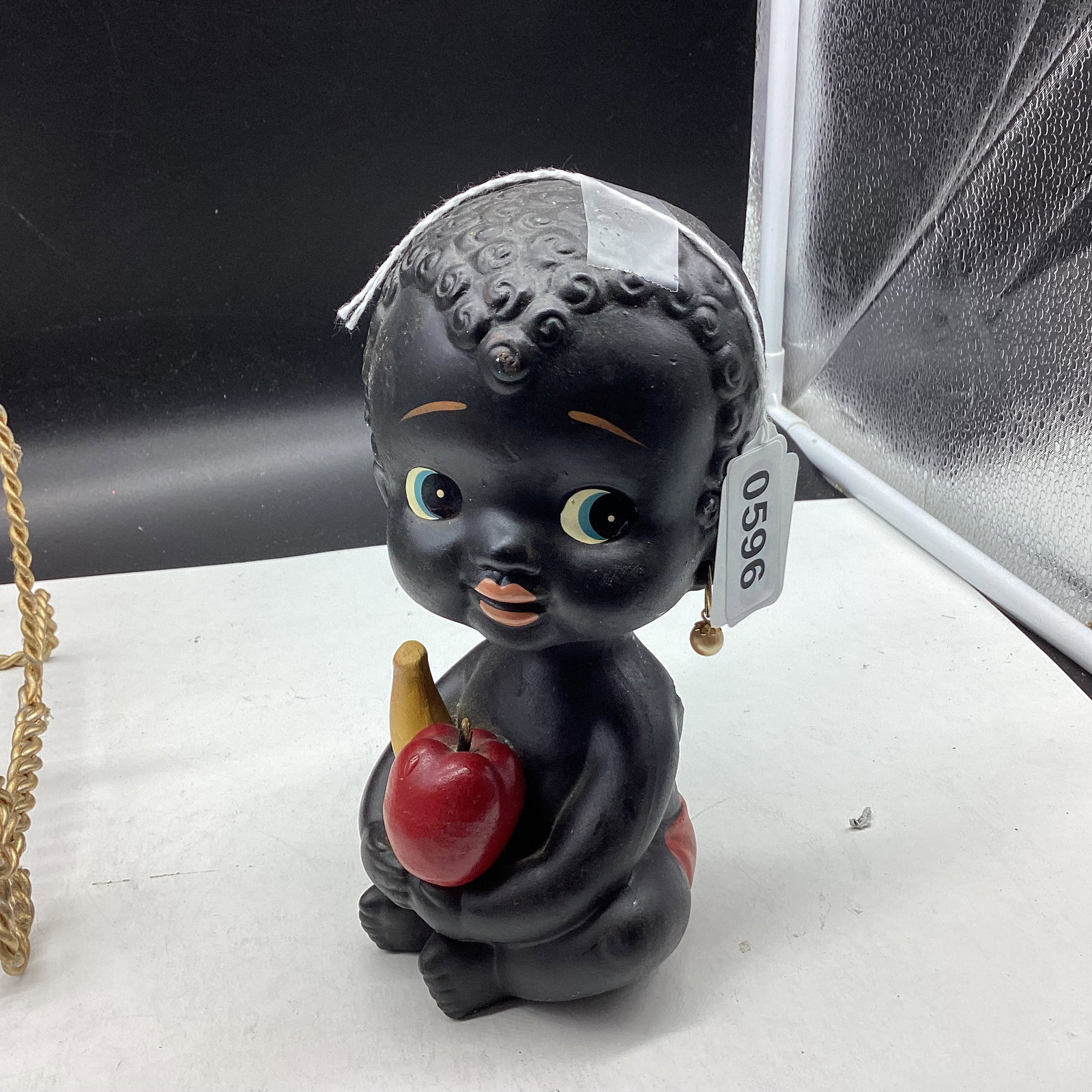 1950'S BLACK AMERICANA BOBBLE HEAD BANK: 7 1/2" TALL GOOD SHAPE