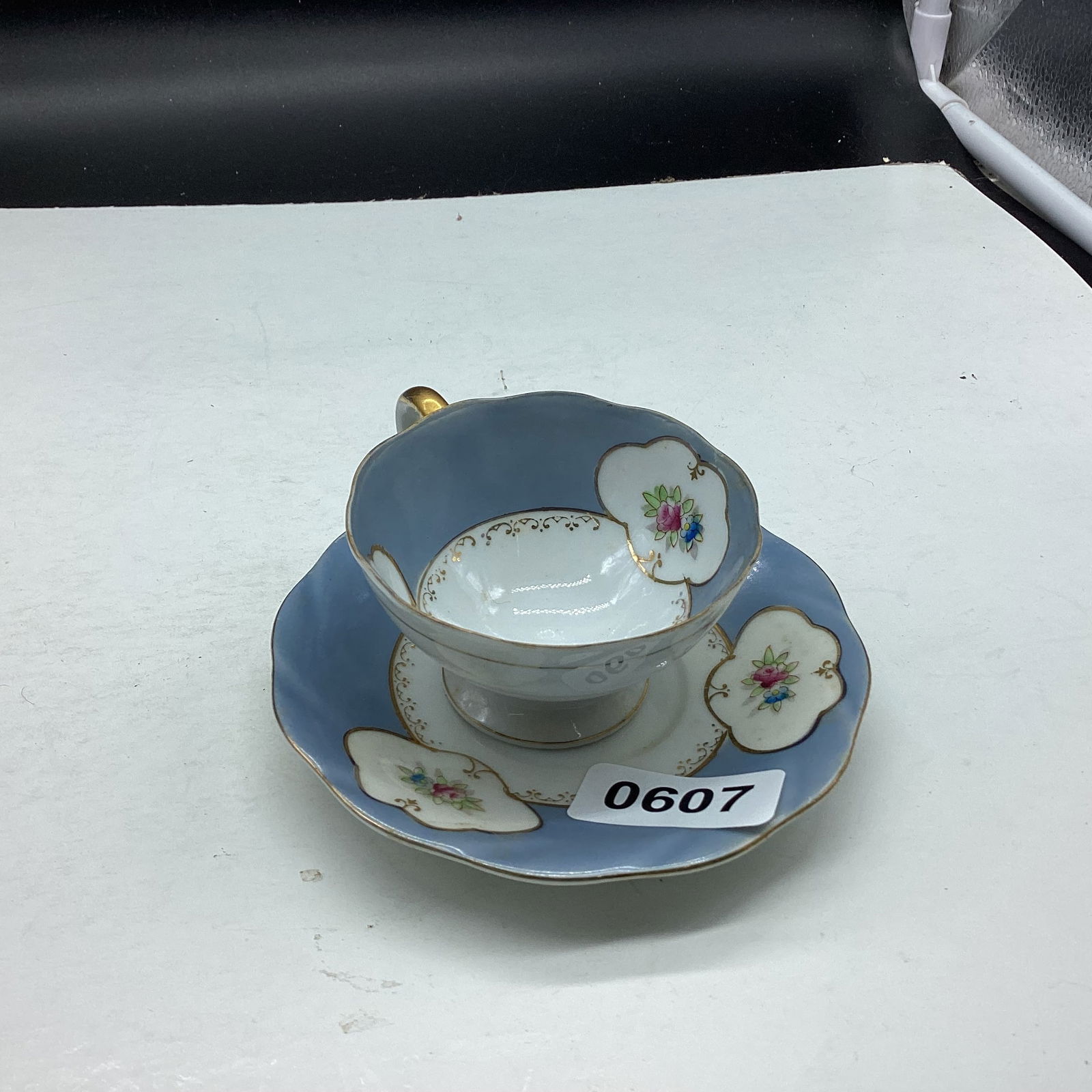 PORCELIAN DEMITASSIE CUP & SAUCER: GOOD SHAPE