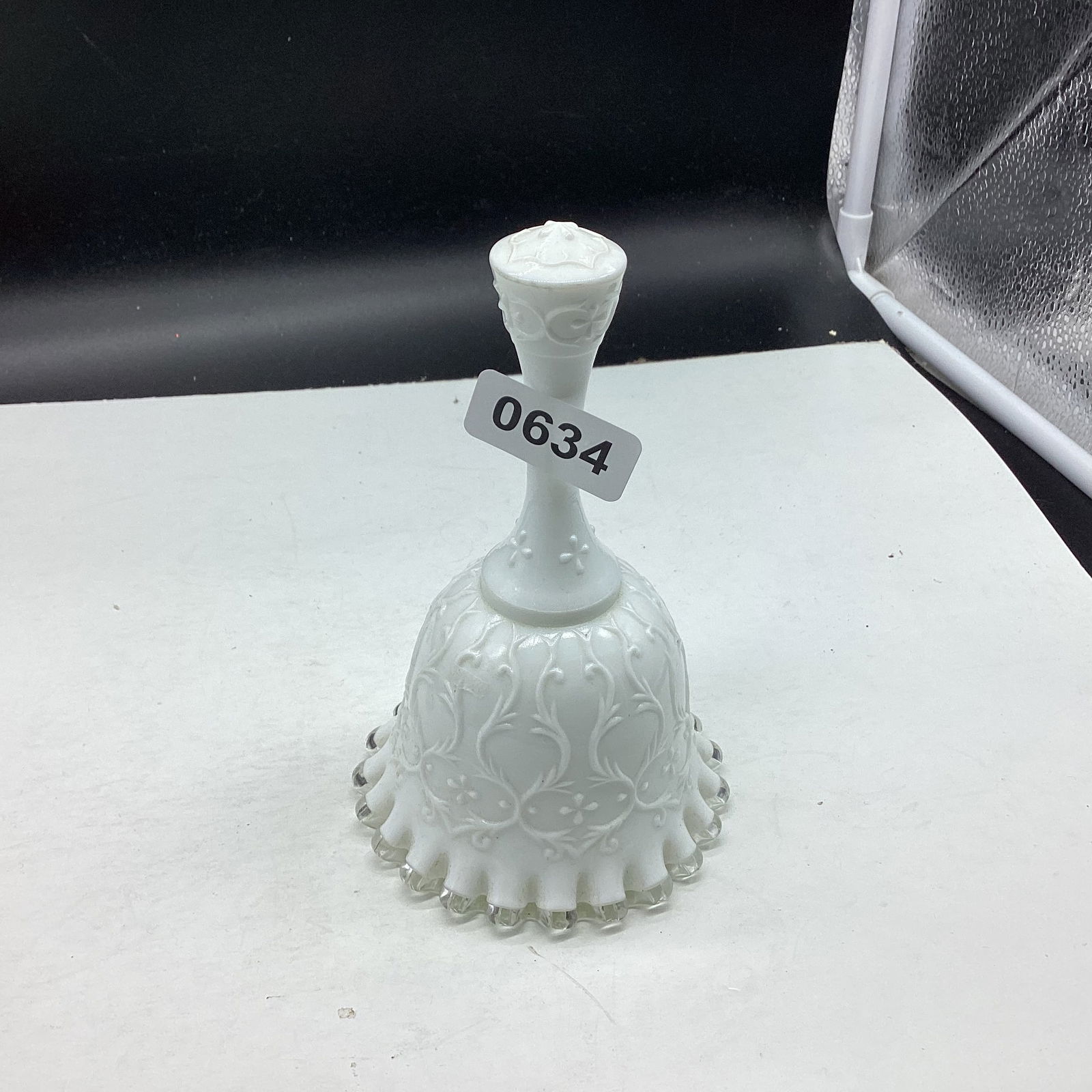 FENTON SILVERCREST SPANISH LACE BELL: 6" TALL GOOD SHAPE