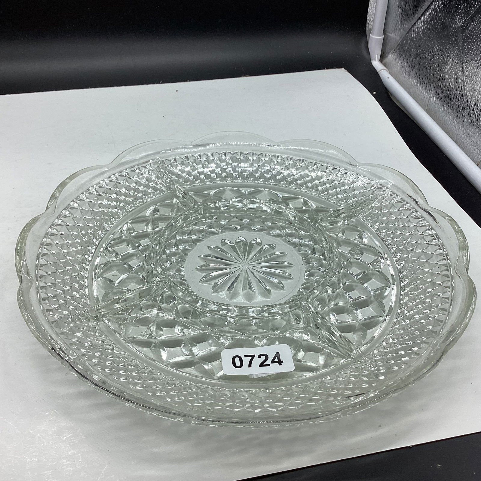 WEXFORD 5 PART RELISH DISH: 10 3/4" WIDE GOOD SHAPE