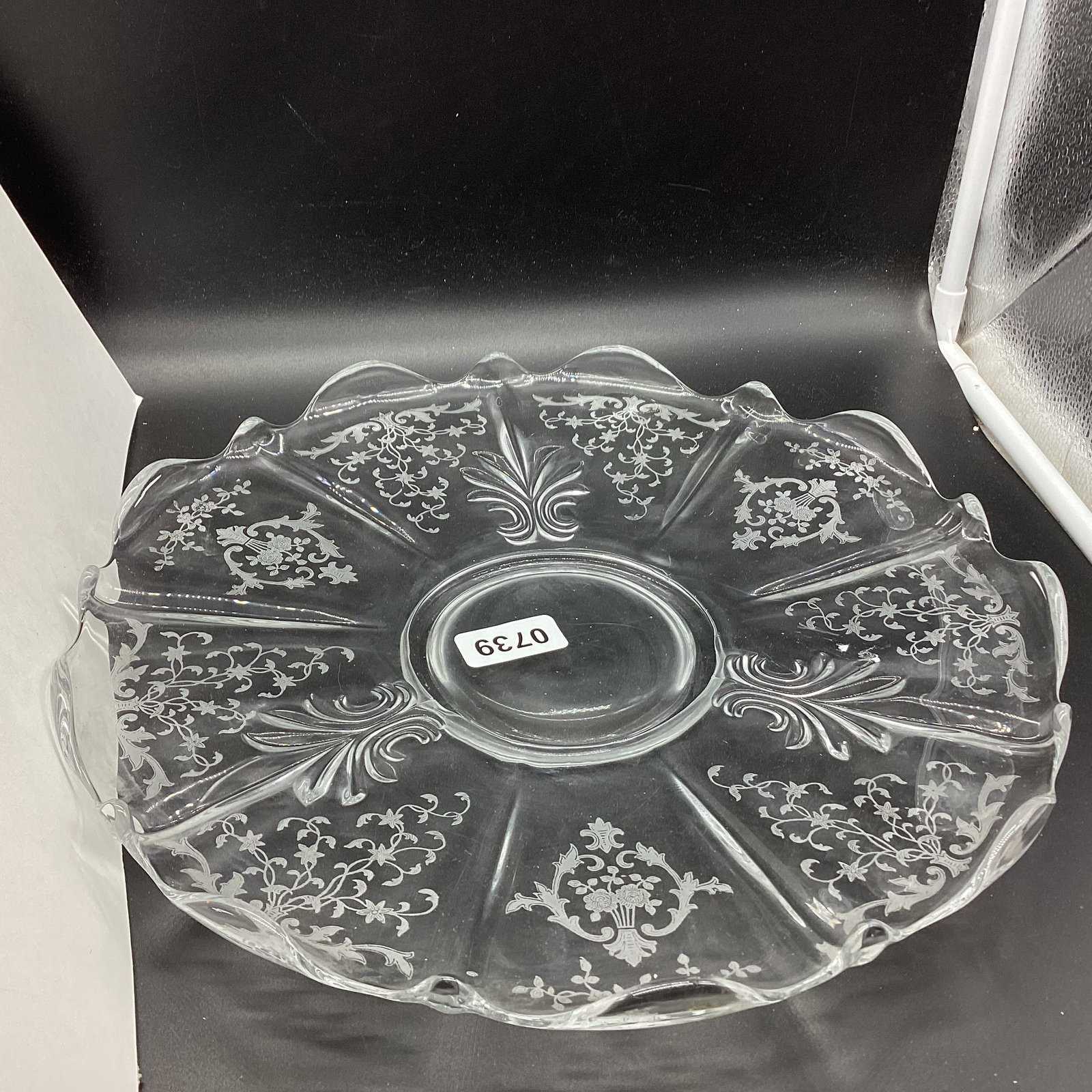 FOSTORIA NAVARE LARGE TRAY: 13 1/2" WIDE GOOD SHAPE