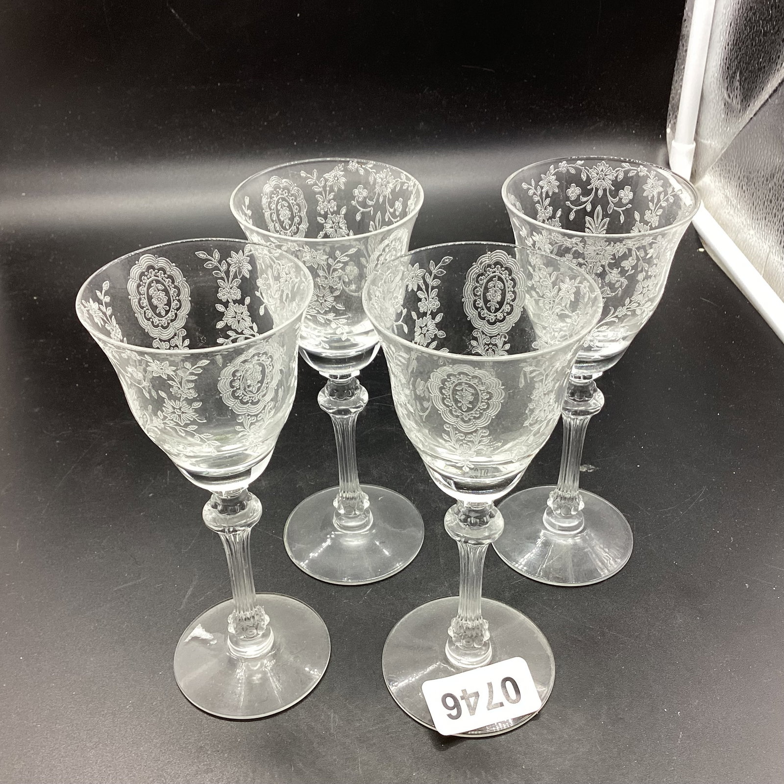 4 TIFFIN JUNE NIGHT CORDIALS: 5 3/4" TALL GOOD SHAPE