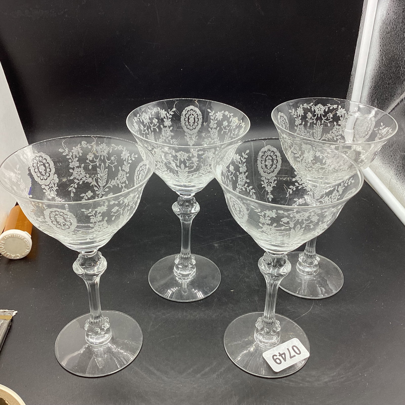 4 TIFFIN JUNE NIGHT TALL SHERBERTS: 6 1/2" TALL GOOD SHAPE