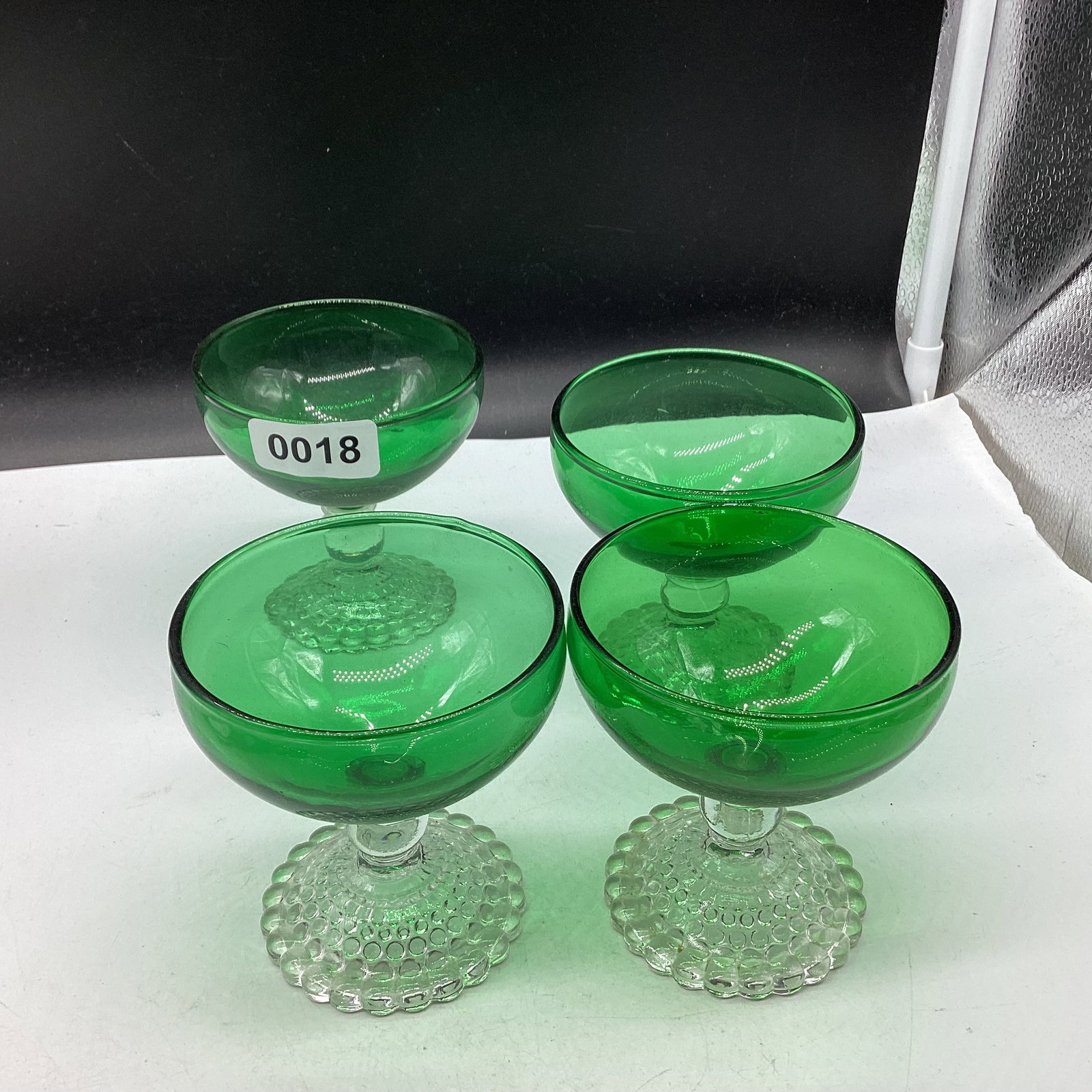 4 1950'S FOREST GREEN SHERBERTS W/BOOPIE FEET: 4" TALL GOOD SHAPE