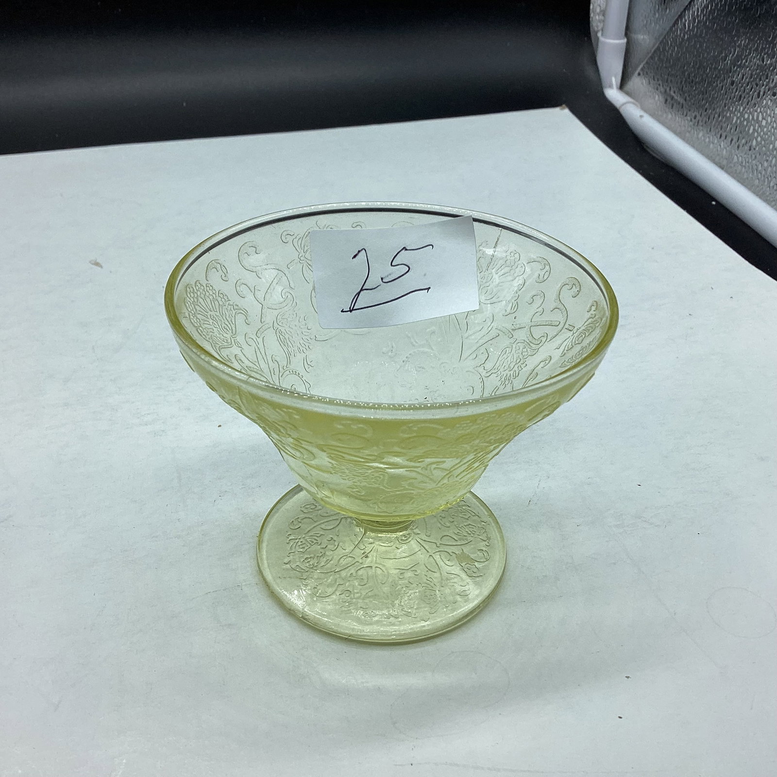 DEPRESSION FLORENTINE SHERBERT: 3" TALL GOOD SHAPE