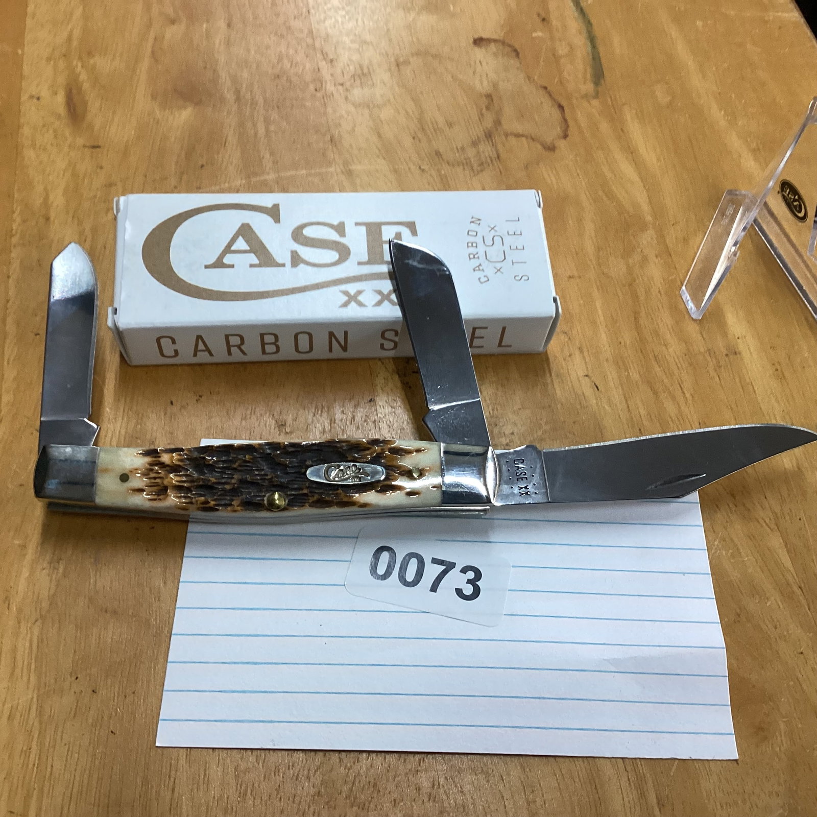 2025 CASE XX 6375 CS AMBER BONE PEACH SEED JIG LARGE STOCKMAN W/BOX: NEVER USED OR CARRIED