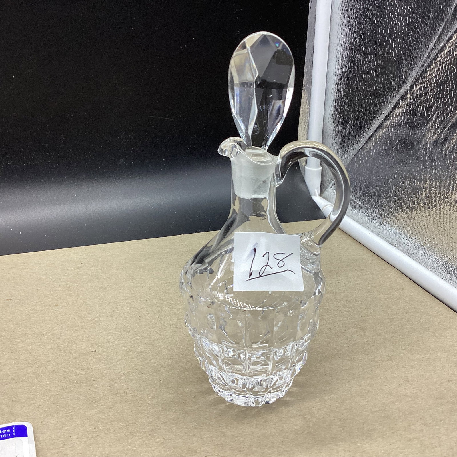 WATERFORD STYLE CRYSTAL CRUIET: GOOD SHAPE 6 3/4" TALL GOOD SHAPE