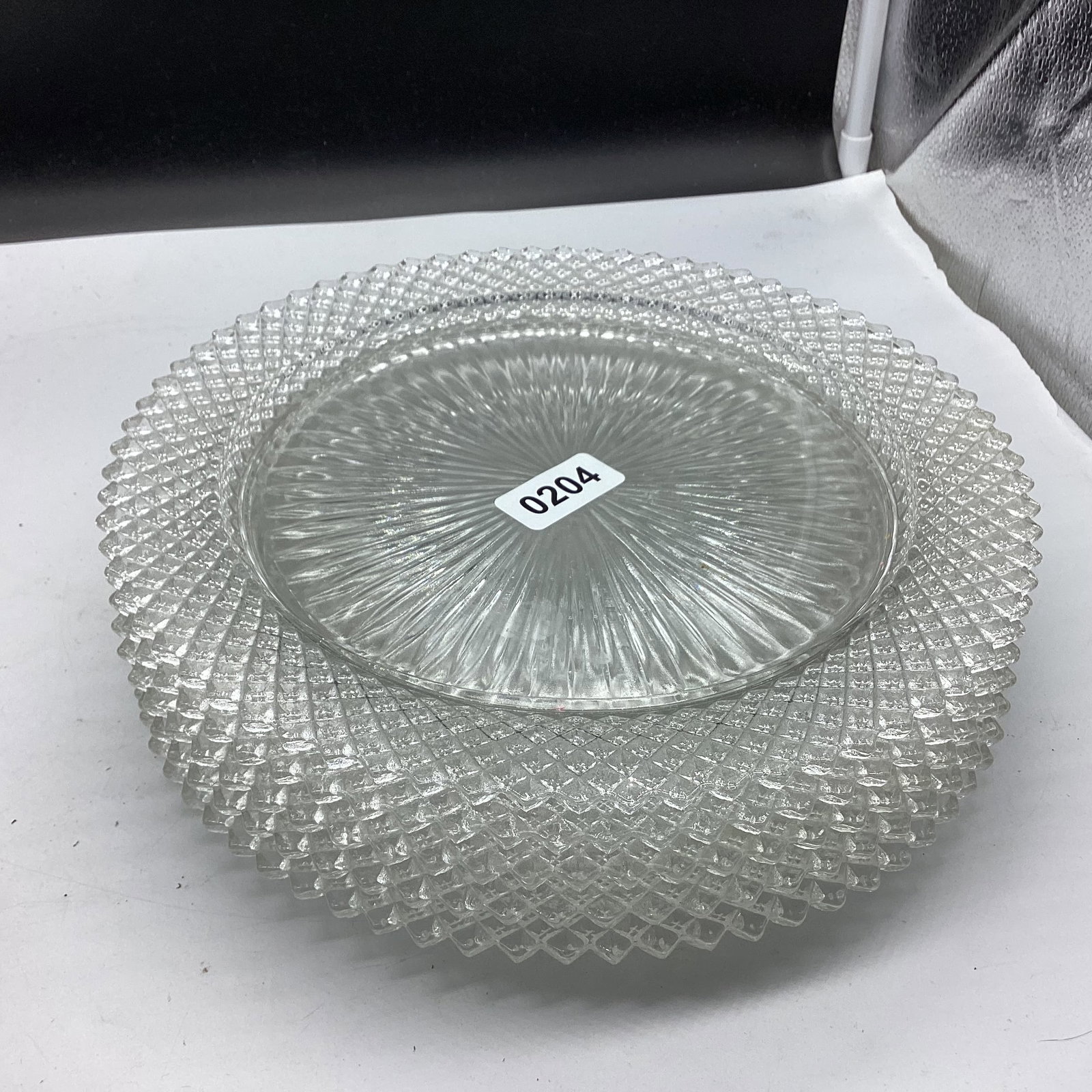 5 DEPRESSION MISS AMERICA CLEAR DINNER PLATES: 10 1/2" WIDE GOOD SHAPE