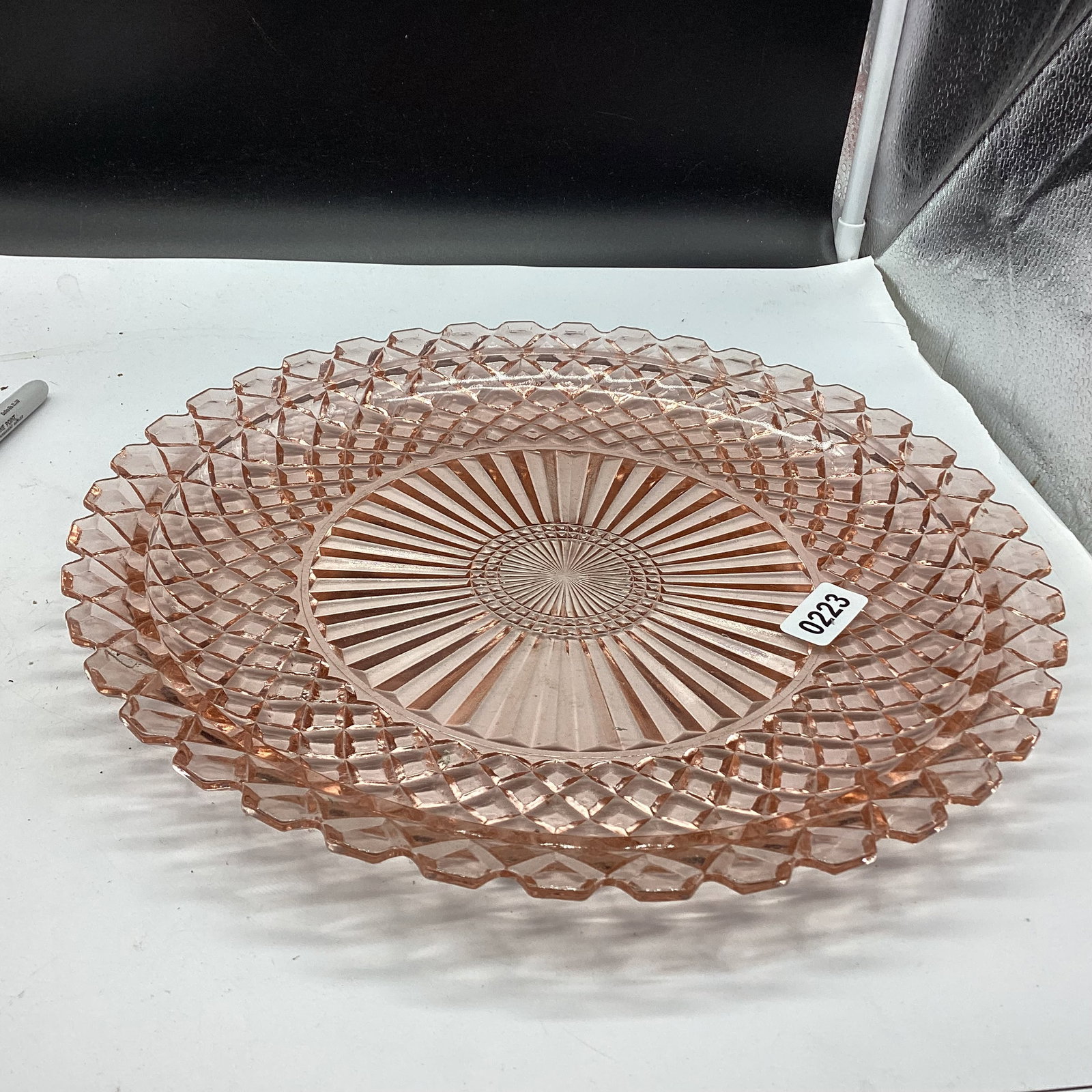 DEPRESSION WATERFORD SERVING TRAY: 13 1/2" WIDE GOOD SHAPE