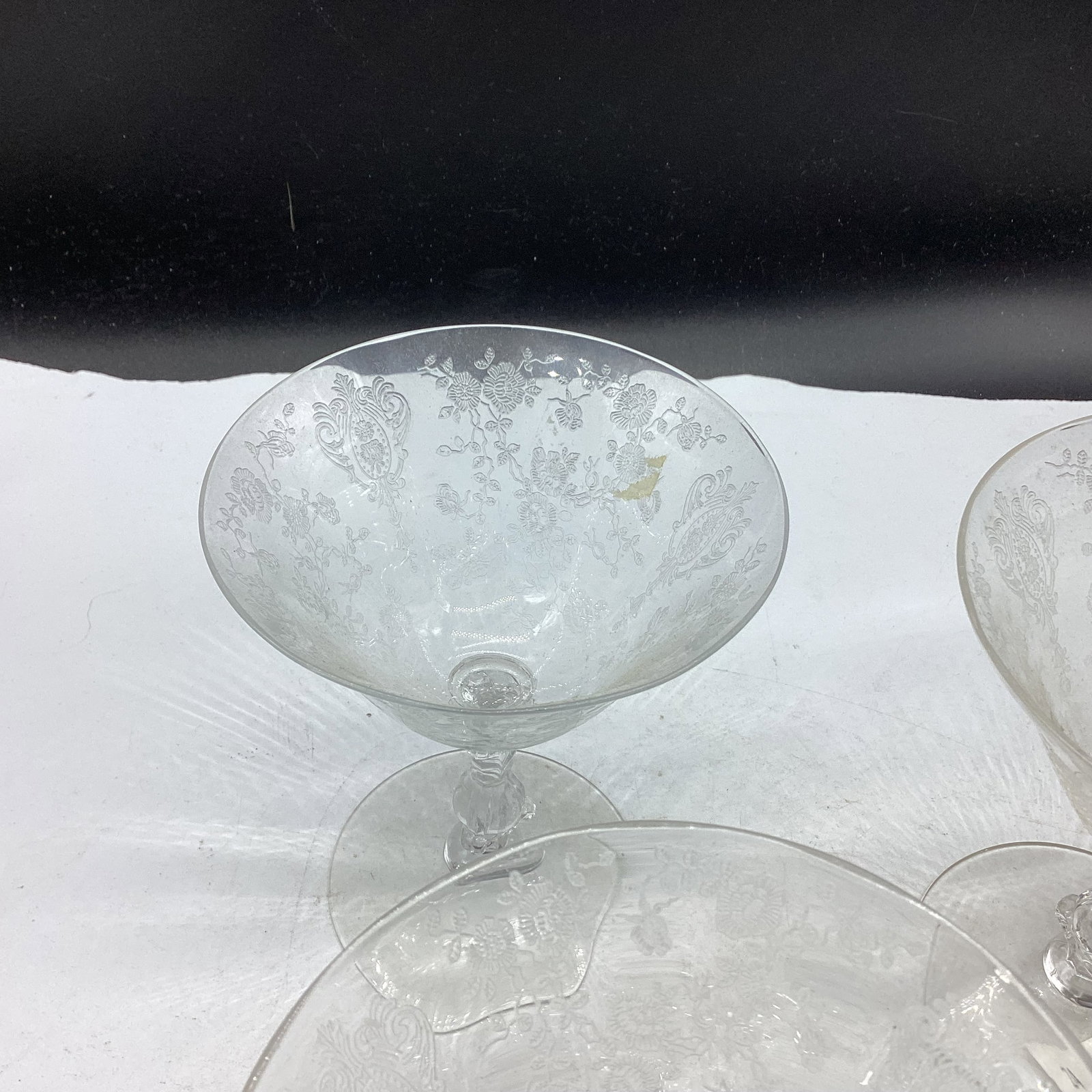 4 ELEGANT GLASS ROSEPOINT TALL SHERBERTS - 2