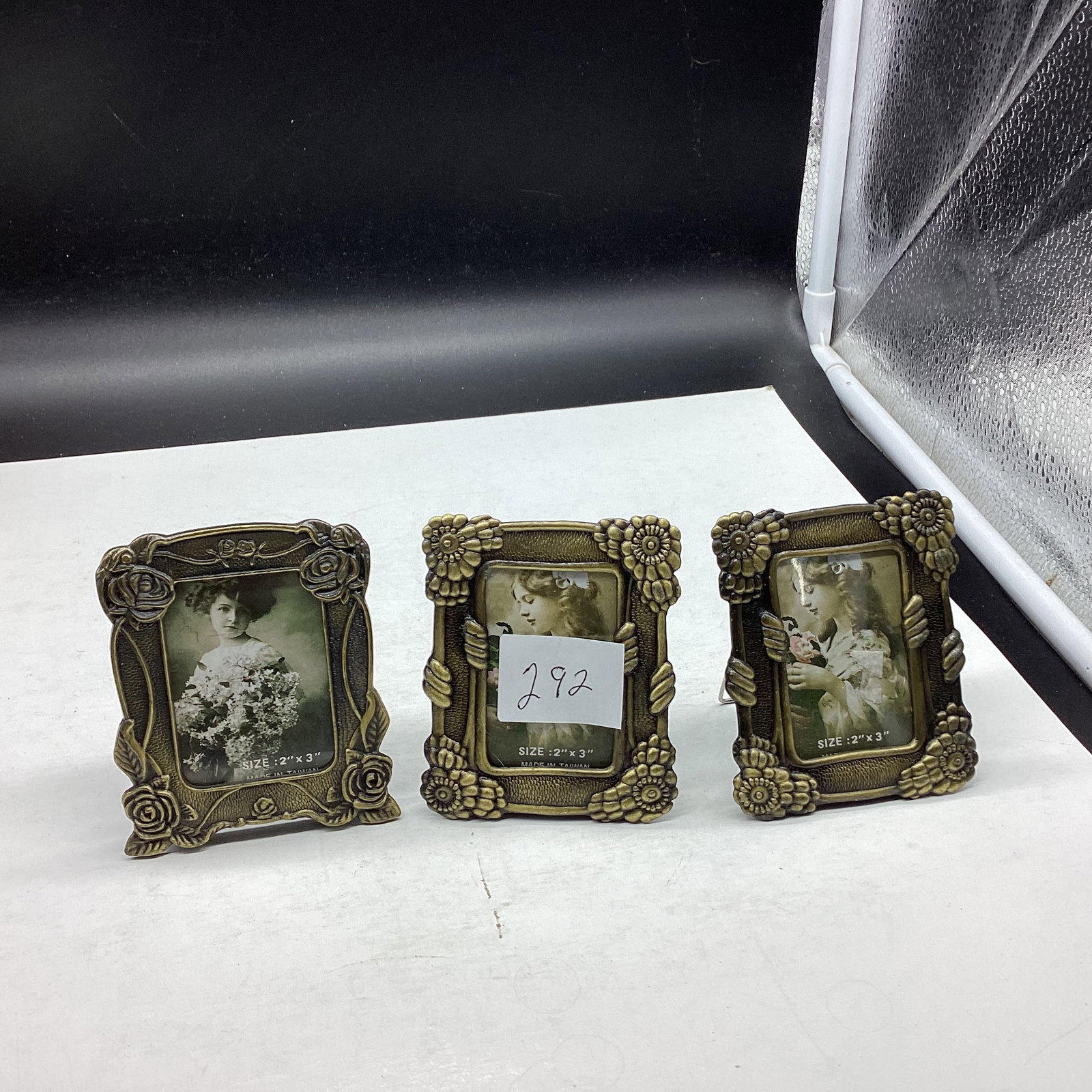 3 METAL PICTURE FRAMES: 2 X 3 GOOD SHAPE