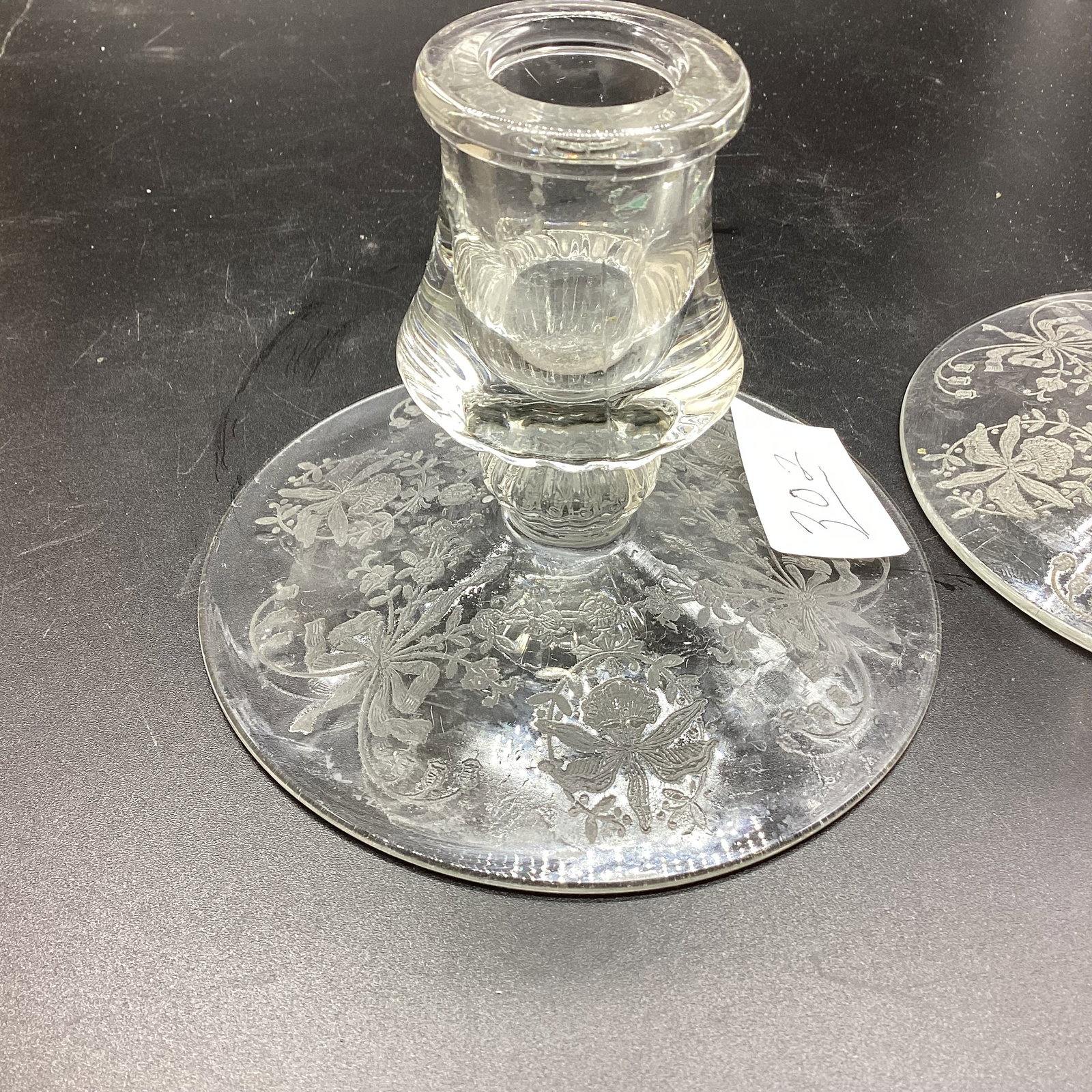 ELEGANT HEISEY ORCHID CANDLE HOLDERS - 2