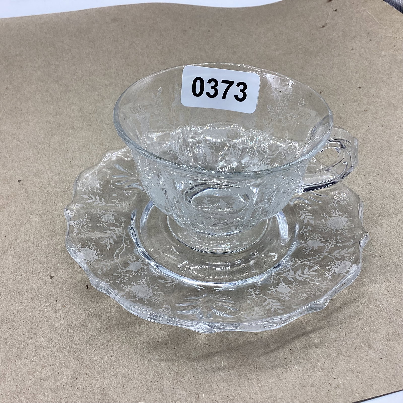 FOSTORIA CHINTZ CUP & SAUCER: GOOD SHAPE