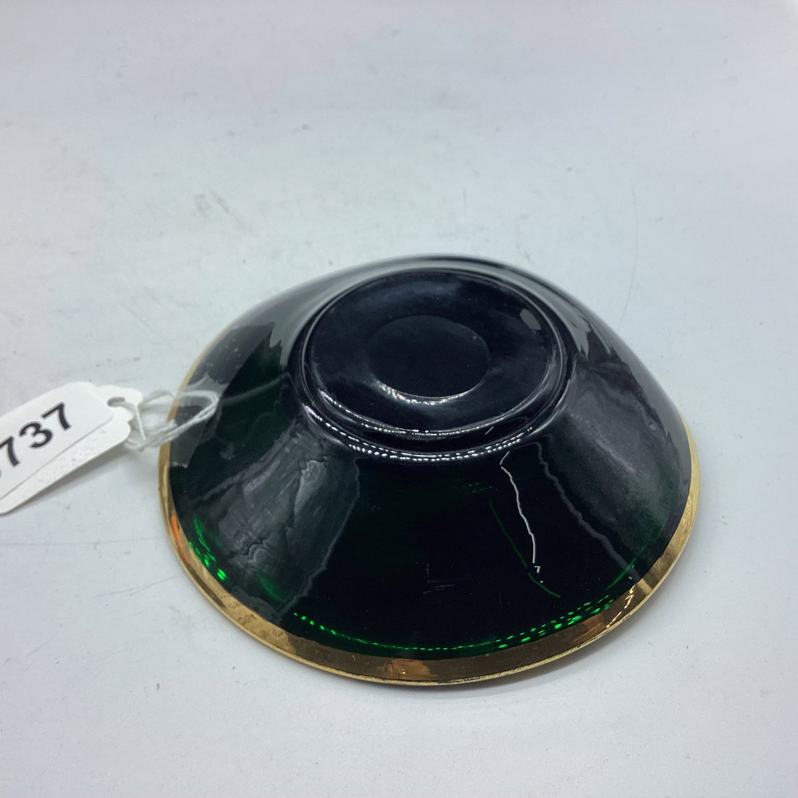 HAND PAINTED GOLD ENAMEL OVERLAY MURANO GLASS BOWL - 2