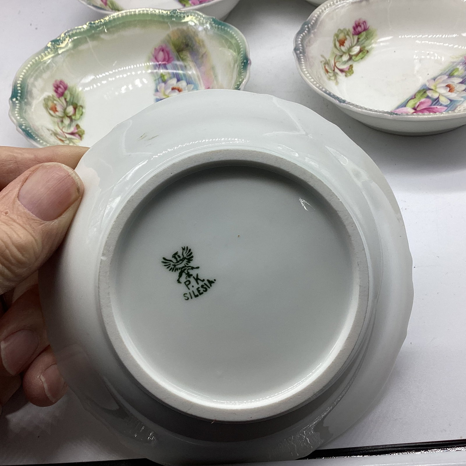 5 HAND PAINTED PORCELIAN SILESIA BERRY BOWLS - 2