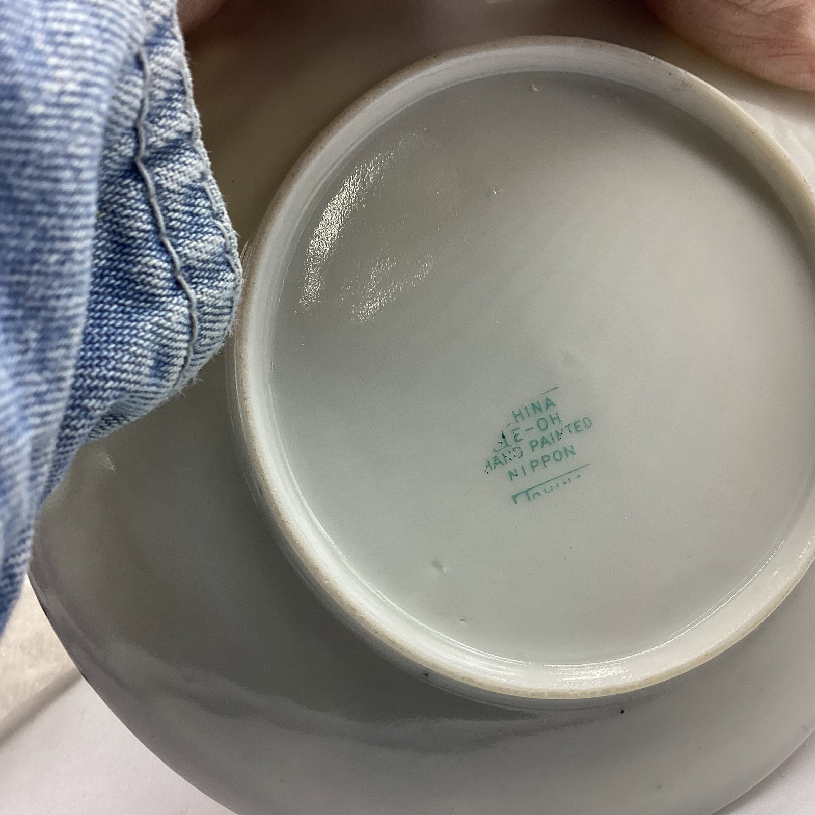 HAND PAINTED PORCELIAN CUP & SAUCER NIPPON - 2