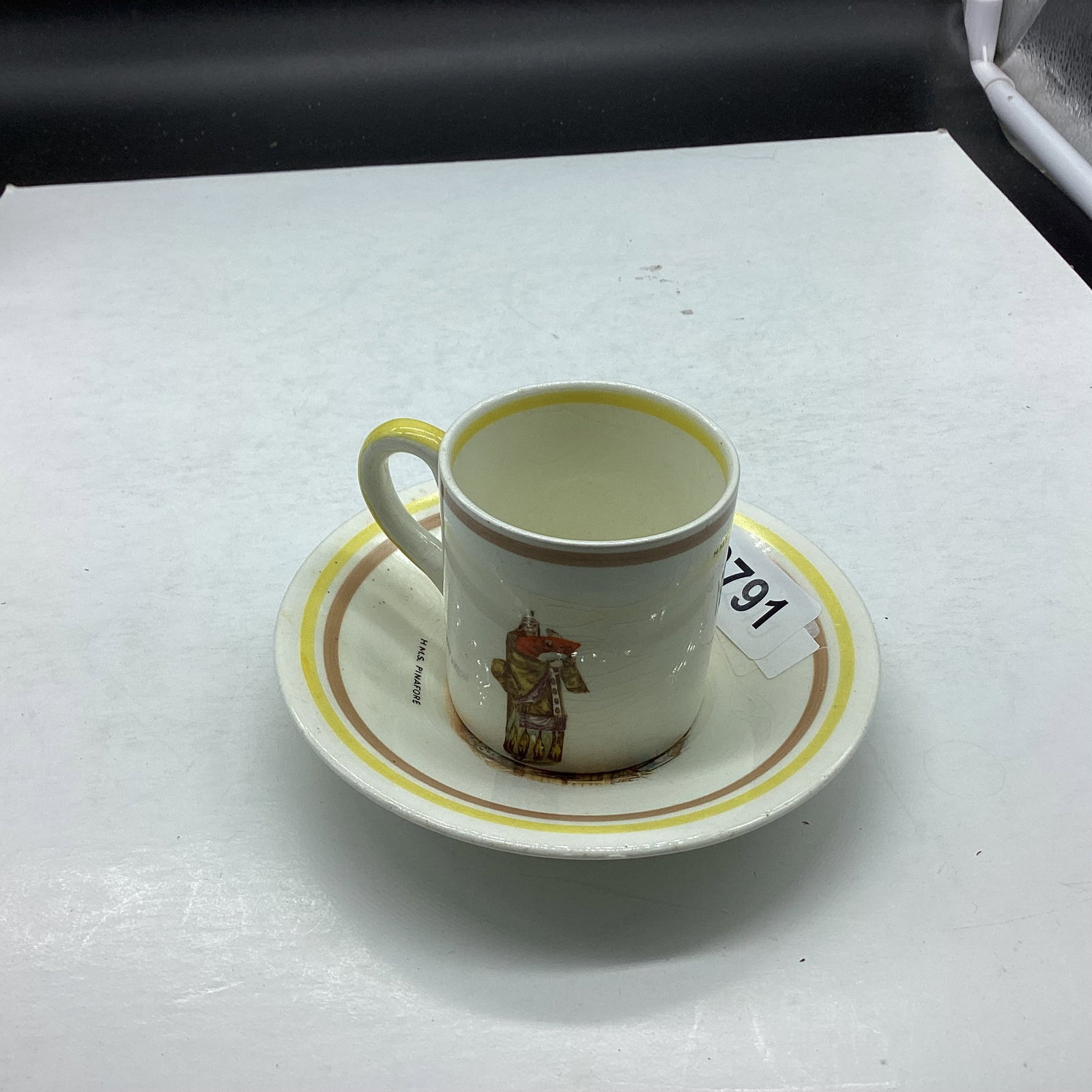 PORTLAND POTTIOERS DEMITASSIE CUP & SAUCER: GOOD SHAPE