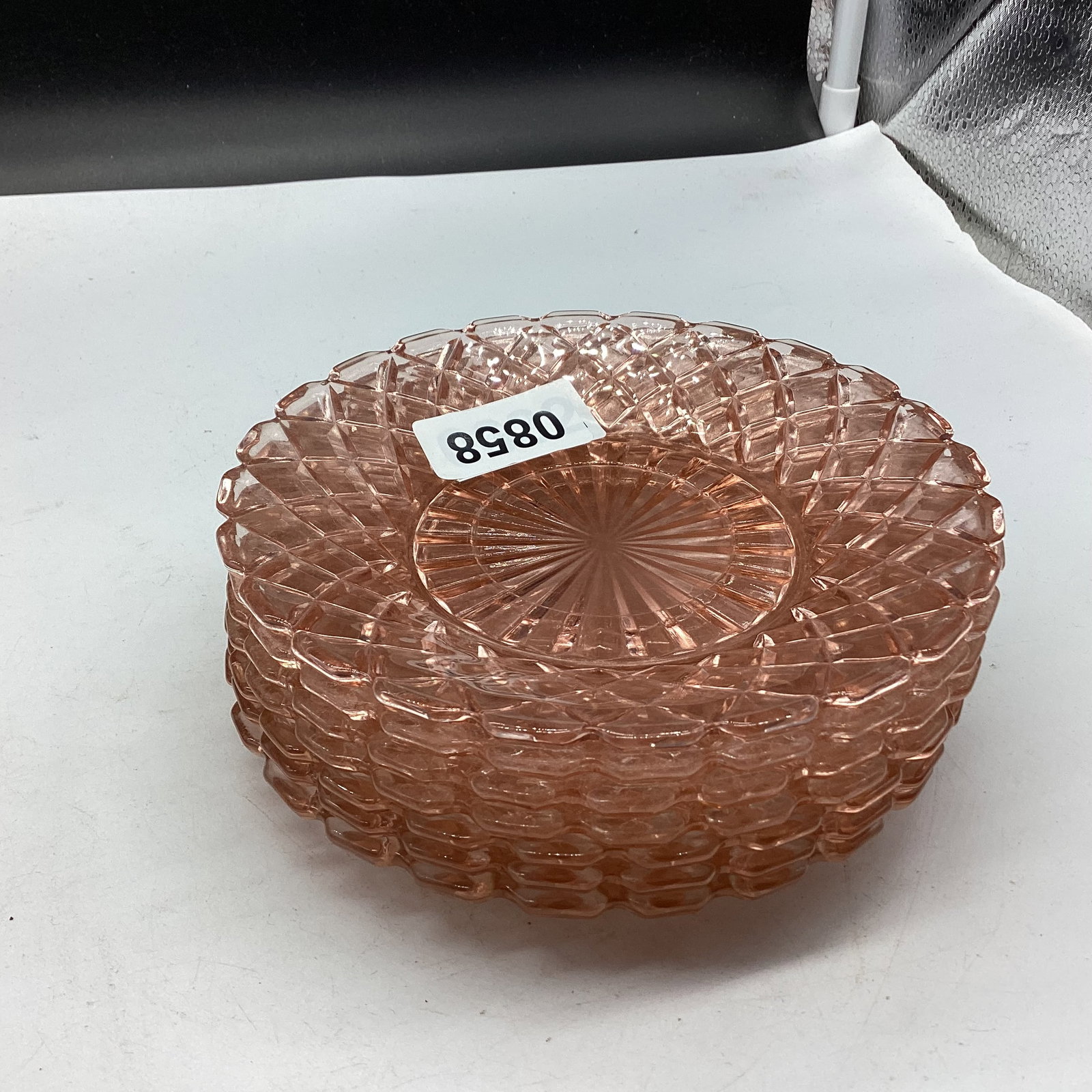 7 DEPRESSION WATERFORD SAUCERS: GOOD SHAPE