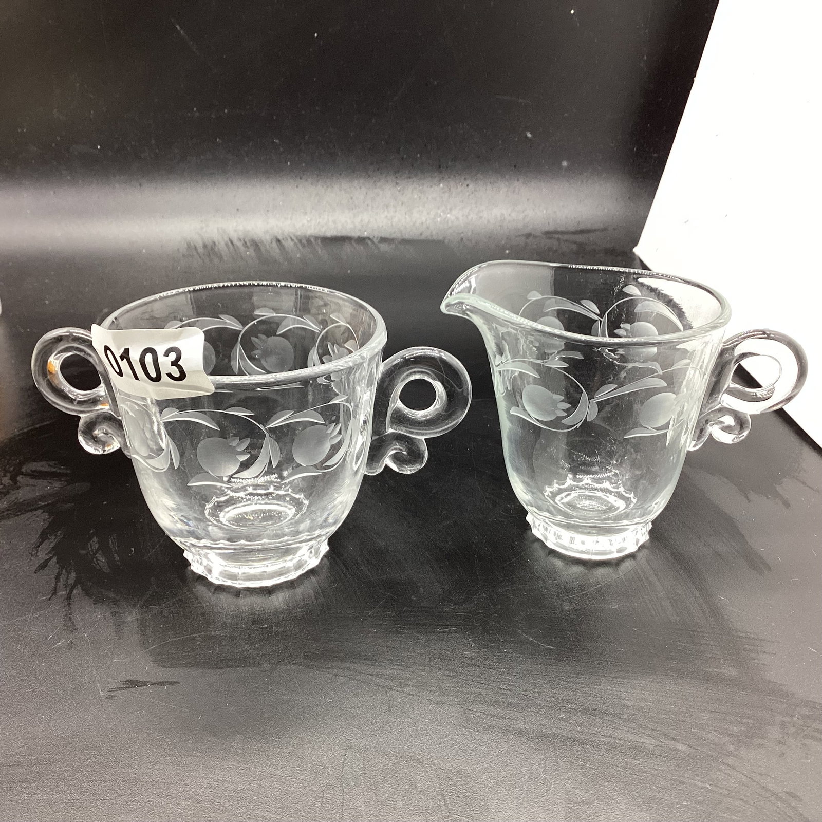 HEISEY MOONGLOW SUGAR & CREAMER: 3 1/4" TALL GOOD SHAPE