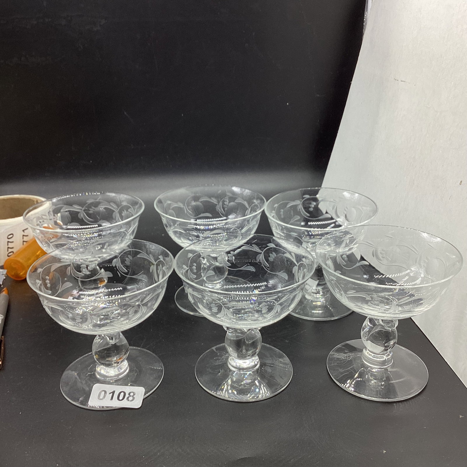 6 HEISEY MOONGLOW SHERBERTS: 3 1/2" TALL GOOD SHAPE