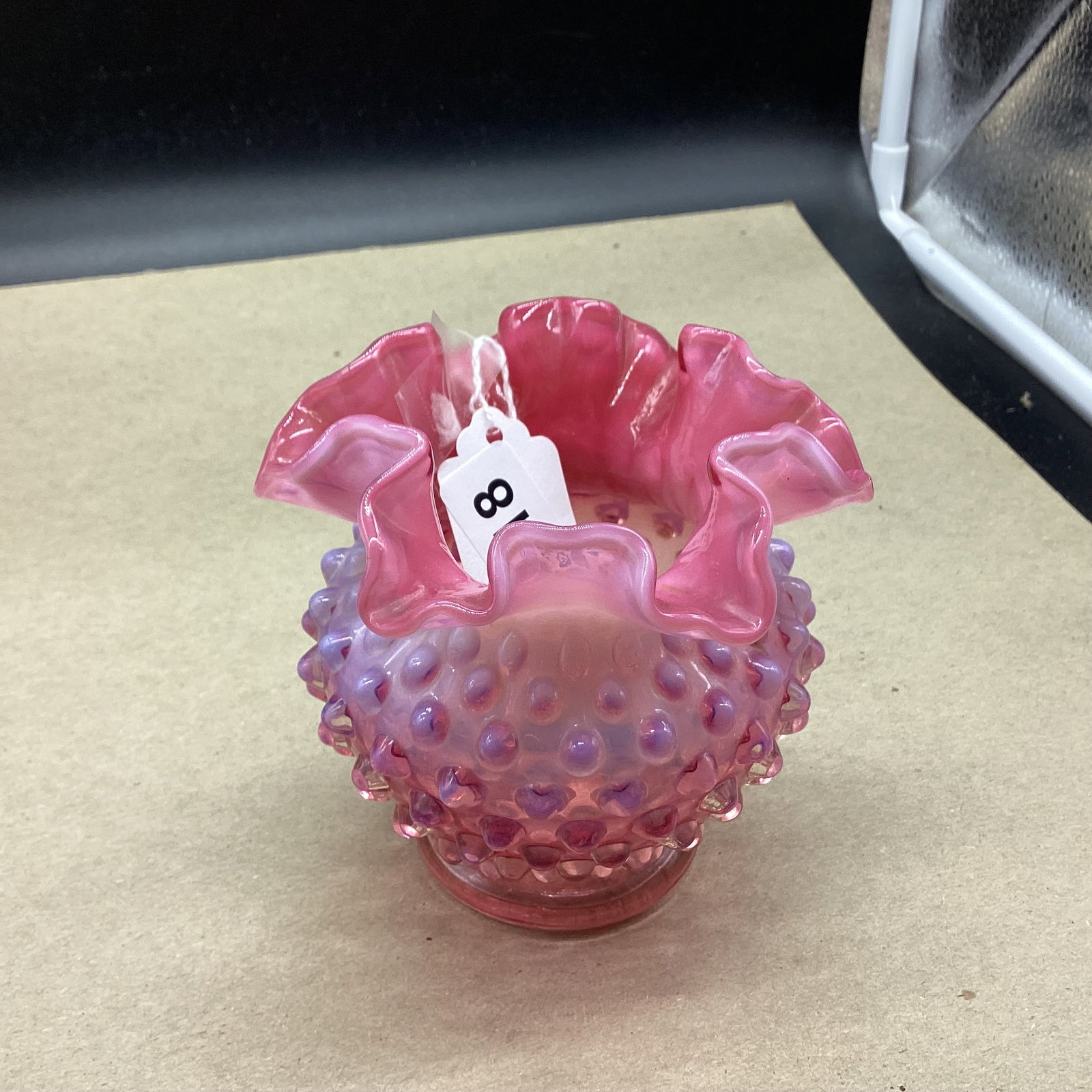 FENTON CRENBERRY OPALESCENT HOBNAIL VASE (1 of 1)