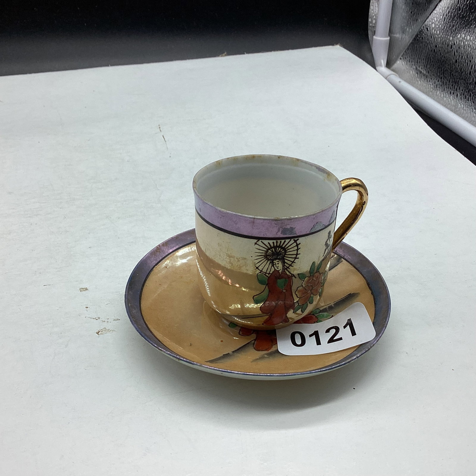LUSTER WARE DEMITASSIE CUP & SAUCER JAPAN: GOOD SHAPE